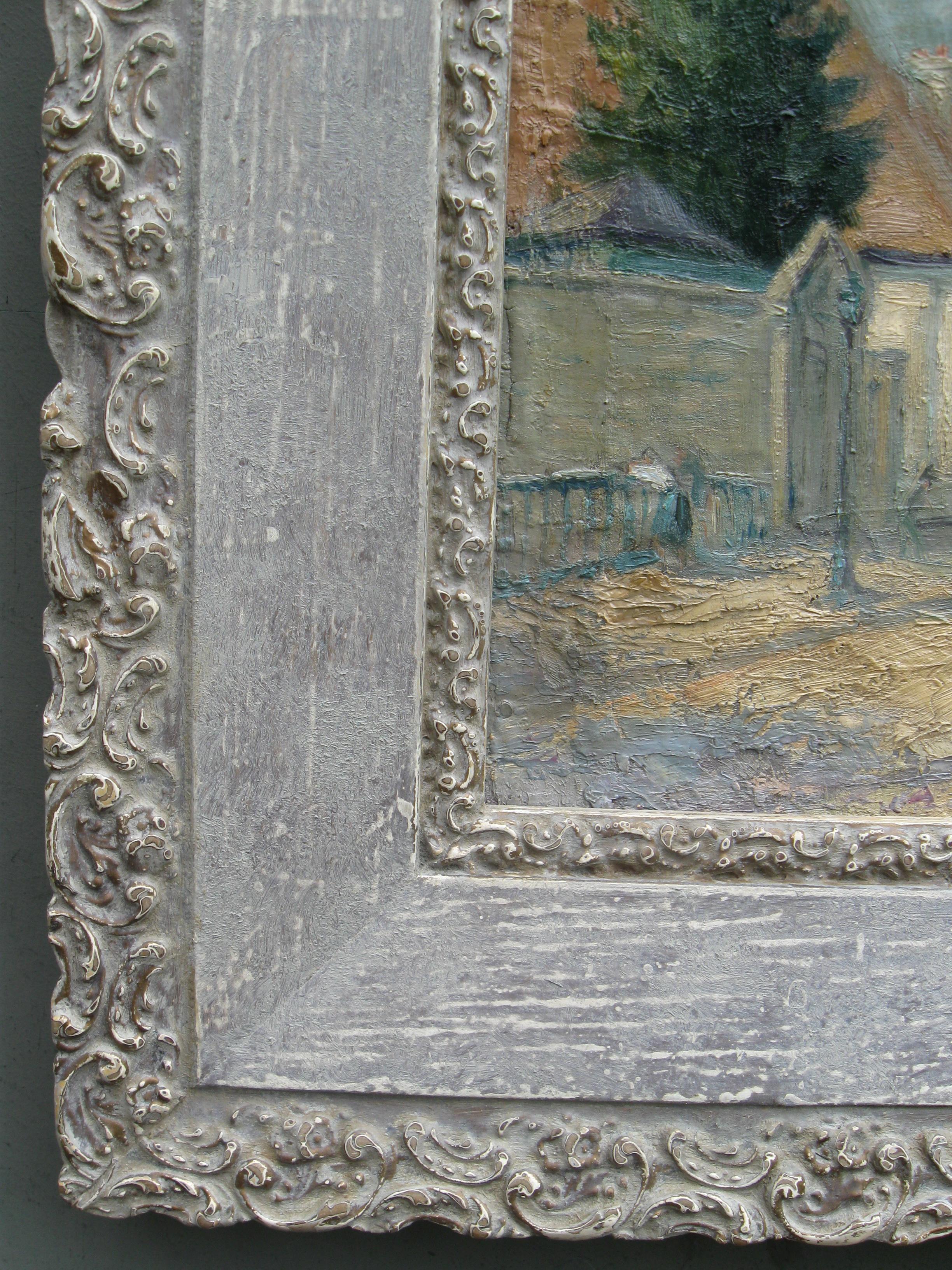 French Impressionist:: View of a French Town on a Sunny Day oil circa 1910 8