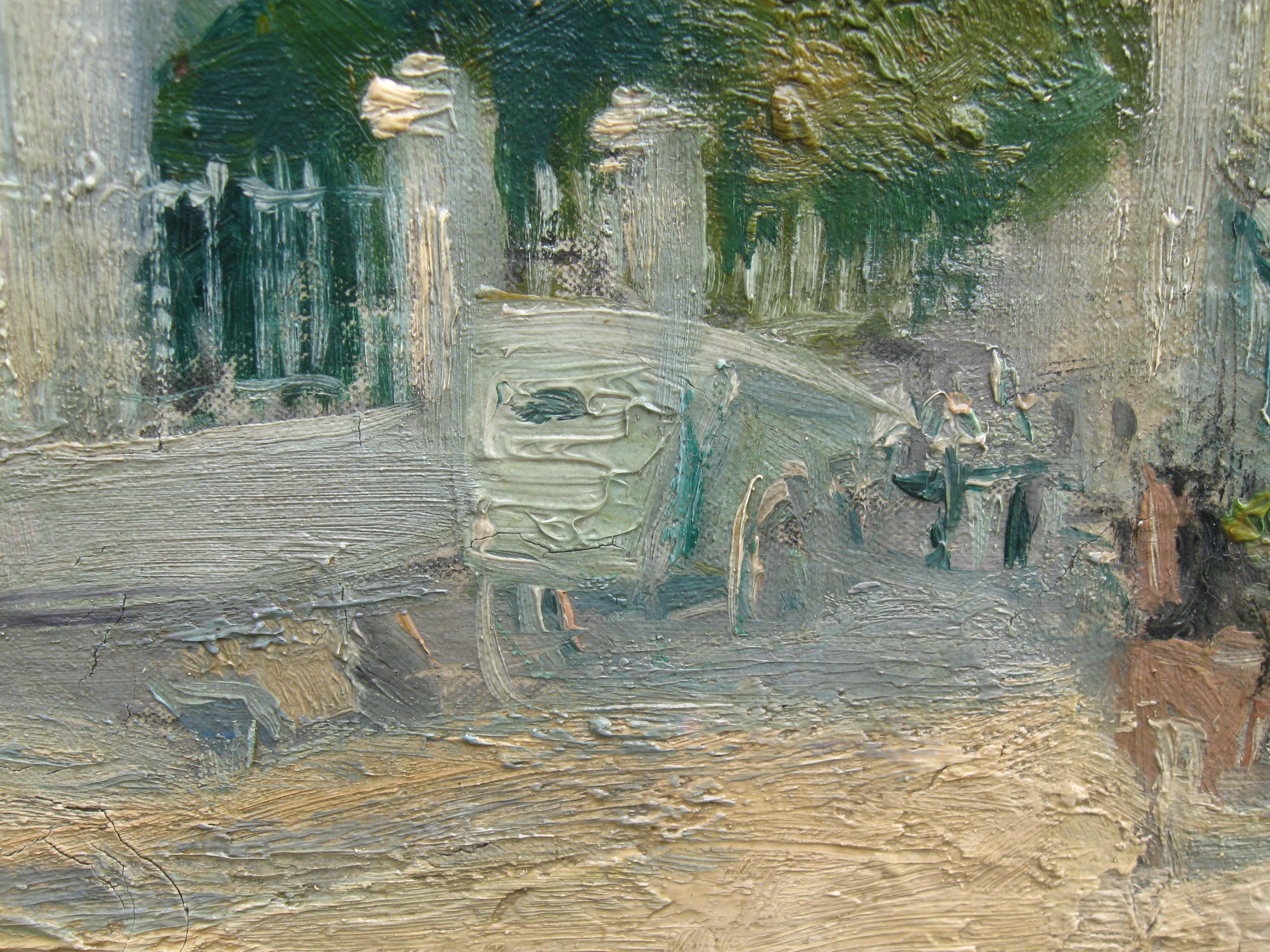 French Impressionist:: View of a French Town on a Sunny Day oil circa 1910 10