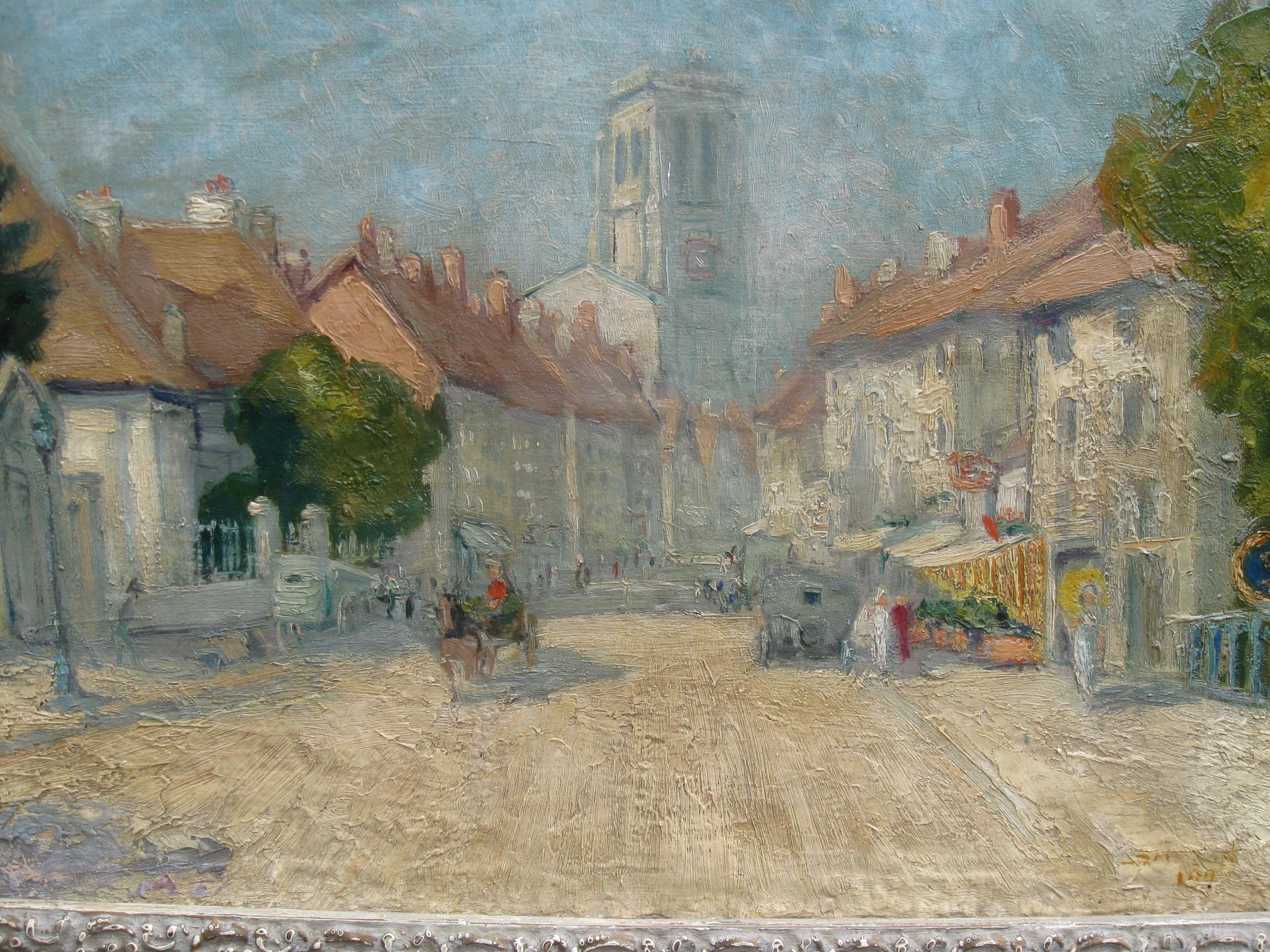 French Impressionist:: View of a French Town on a Sunny Day oil circa 1910 11