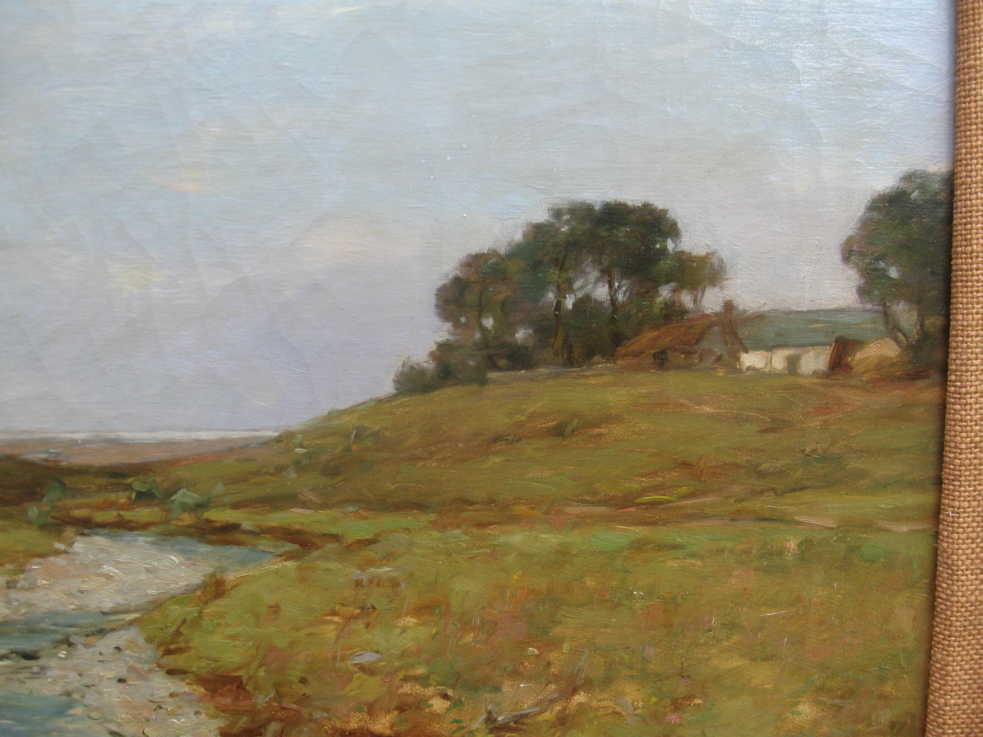 'Croft in a Coastal Landscape' oil on canvas circa 1910 - Painting by Alexander Kellock Brown