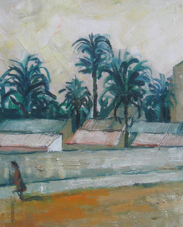 Large oil of a Mediterranean Town circa 1960's well listed artist - Post-Impressionist Painting by Peter Collins ARCA