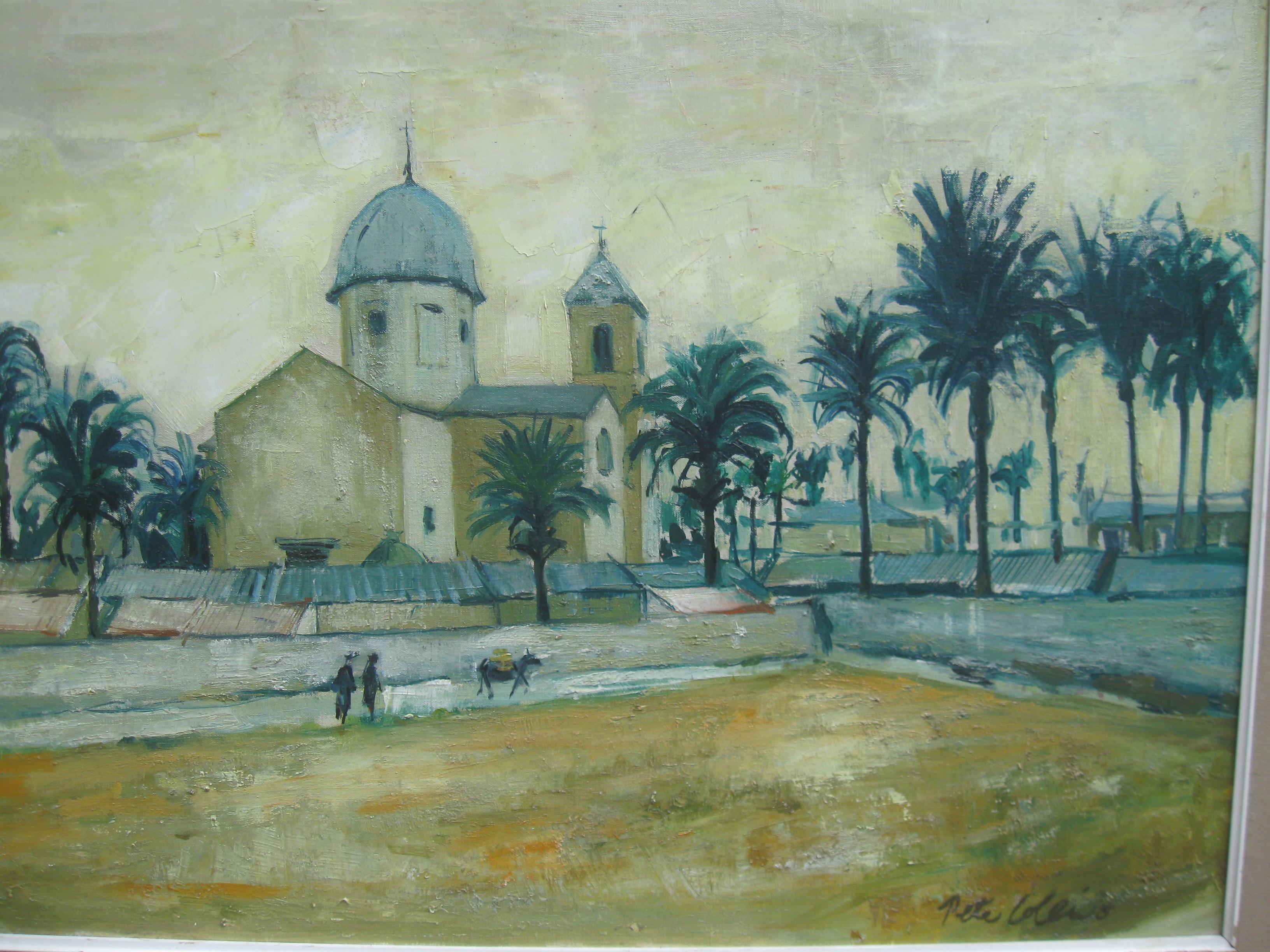Grande huile d'une Townes méditerranéenne circa 1960's bien répertoriée par l'artiste. en vente 6