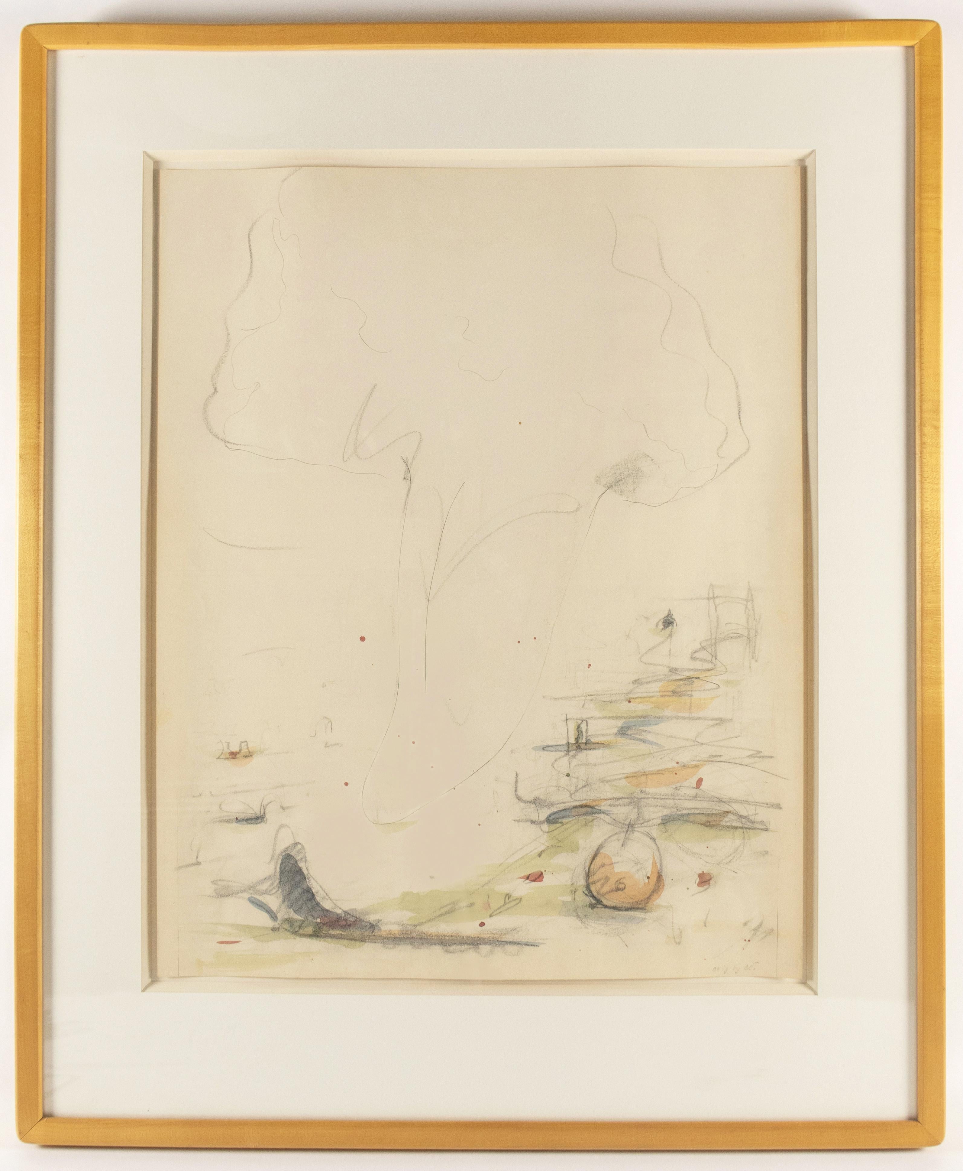 Figurative Art di Claes Oldenburg - Studio per Tongue Cloud Over London with Thames Ball (disegno originale incorniciato)