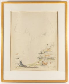 Vintage Study for Tongue Cloud Over London with Thames Ball (framed original drawing)