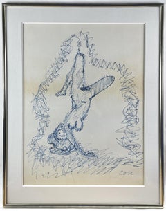 Retro Hanging woman (drawing) Claes Oldenburg marker portrait of upside down woman 