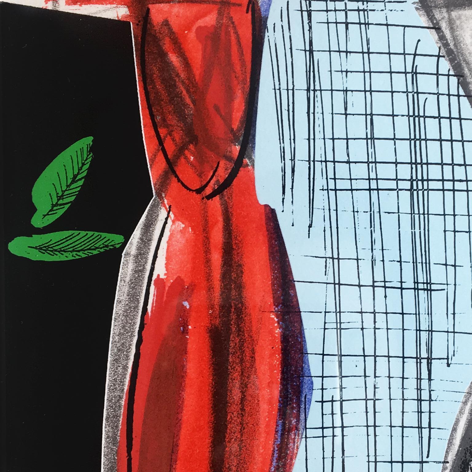 Micheal Hurson: abstrakte griechische Säulen mit farbenfrohen Pop-Art-Objekten (Grau), Figurative Print, von Michael Hurson