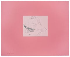 Cap'n A.B. Dick (B) Pale pink and raspberry sailor's portrait drawing R.B. Kitaj