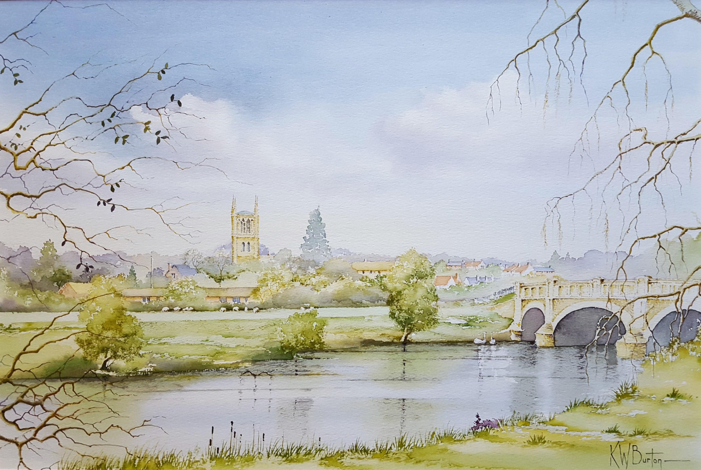 Pershore, Worcestershire /// Contemporary British Watercolor City Scene Village