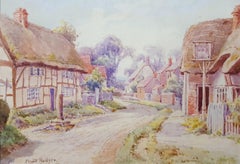 Cotswold Village, England /// Antique British Watercolor Female Woman Artist Art