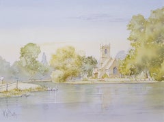 In der Nähe von Grassington, West Yorkshire, UK /// Zeitgenössische britische Aquarellkirche