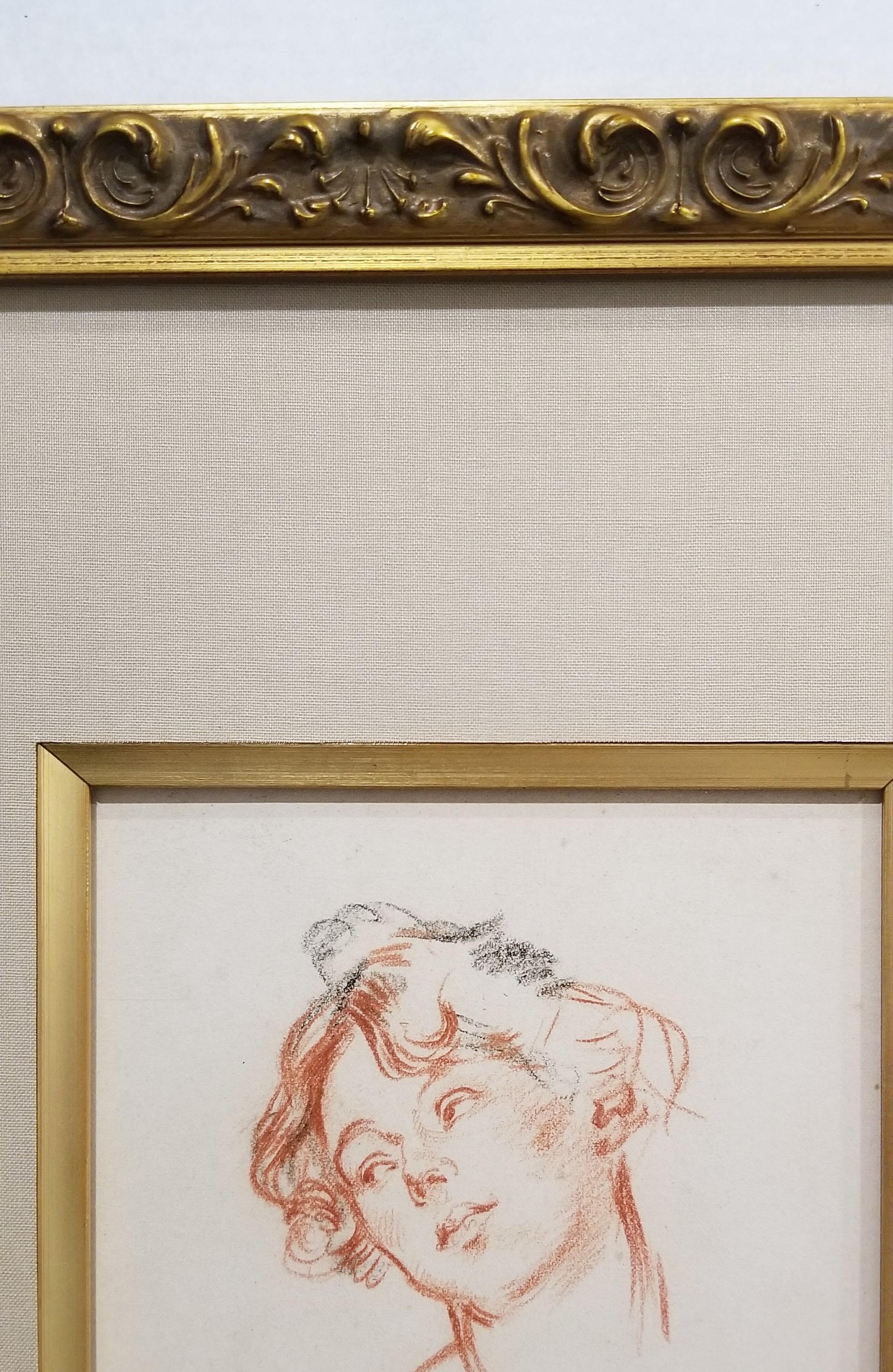 Portrait of a Lady /// Impressionism British Augustus Edwin John Drawing Red For Sale 5