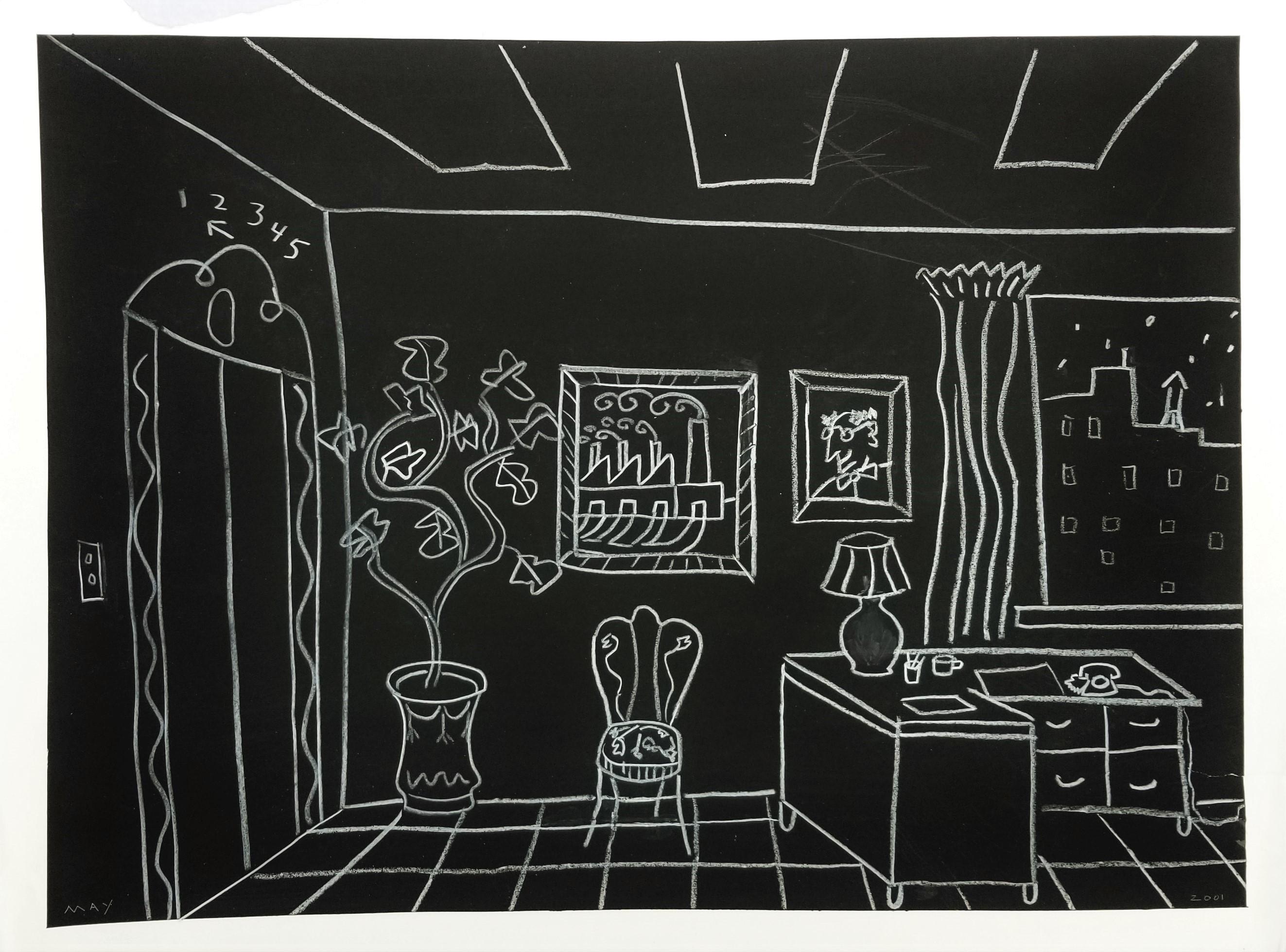 The Apartment Building /// Contemporary Drawing City Scape Schwarz-Weiß – Art von Dan May