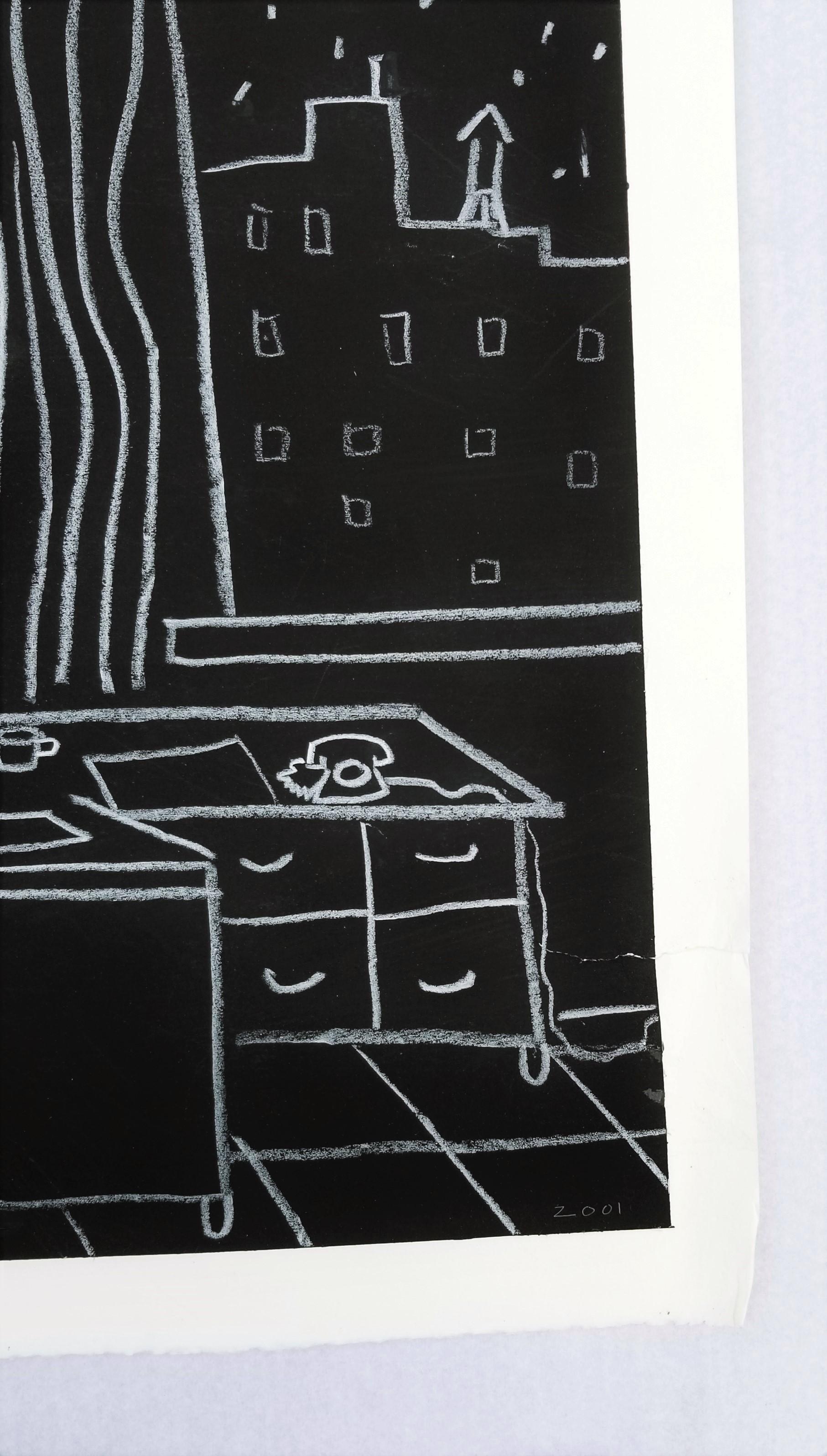 The Apartment Building /// Contemporary Drawing City Scape Schwarz-Weiß im Angebot 4