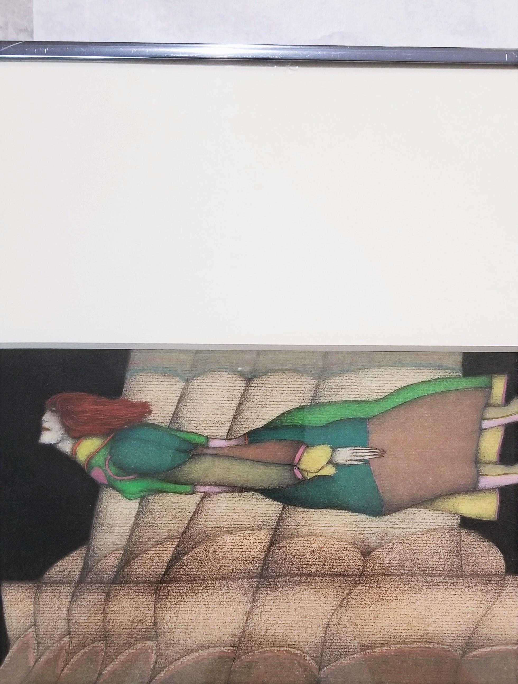 Femme en vol /// Contemporary Fantasy Female Figurative Pastel Painting Lady en vente 3