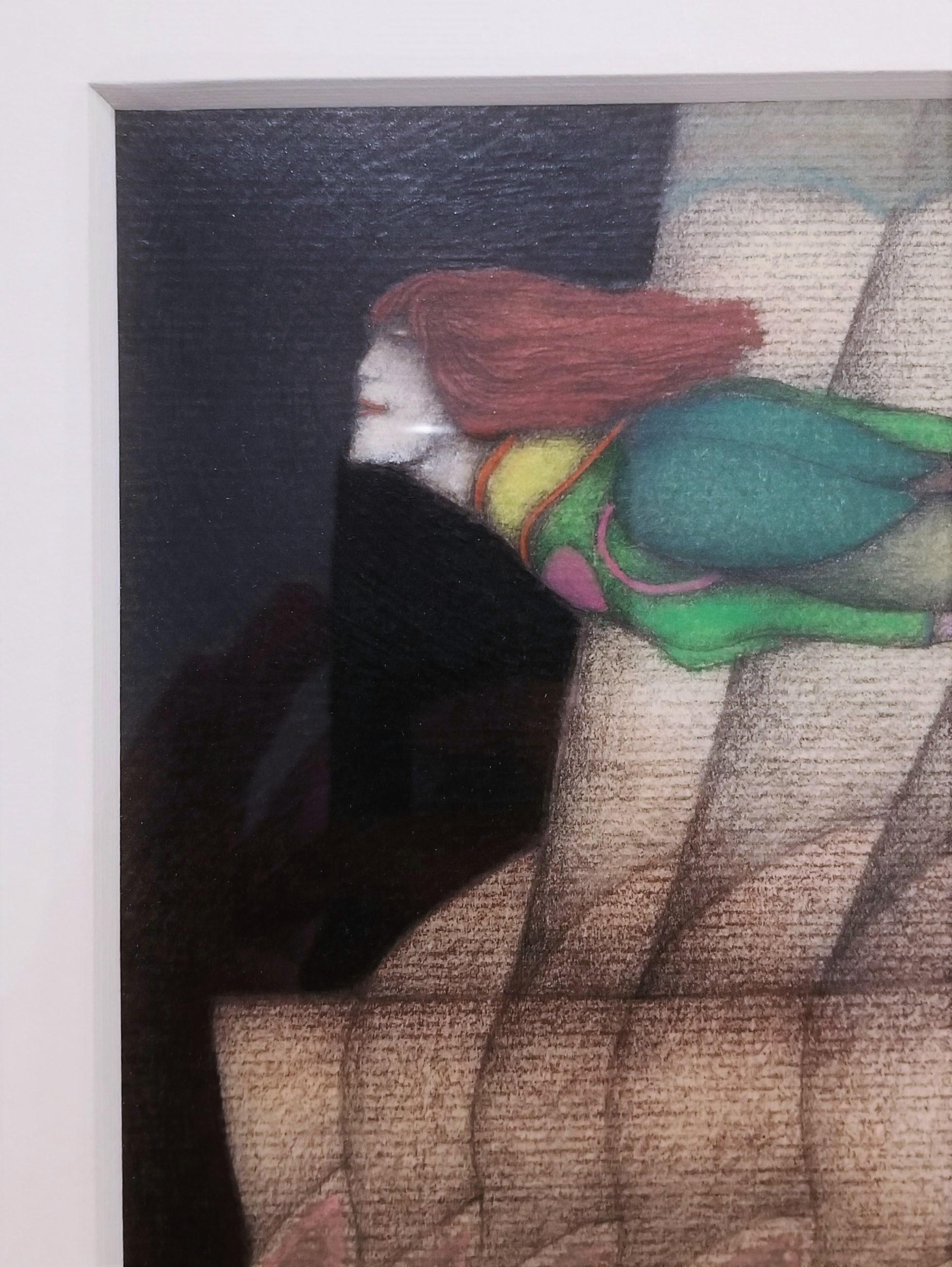 Woman in Flight /// Contemporary Fantasy Female Figurative Pastel Painting Lady For Sale 5