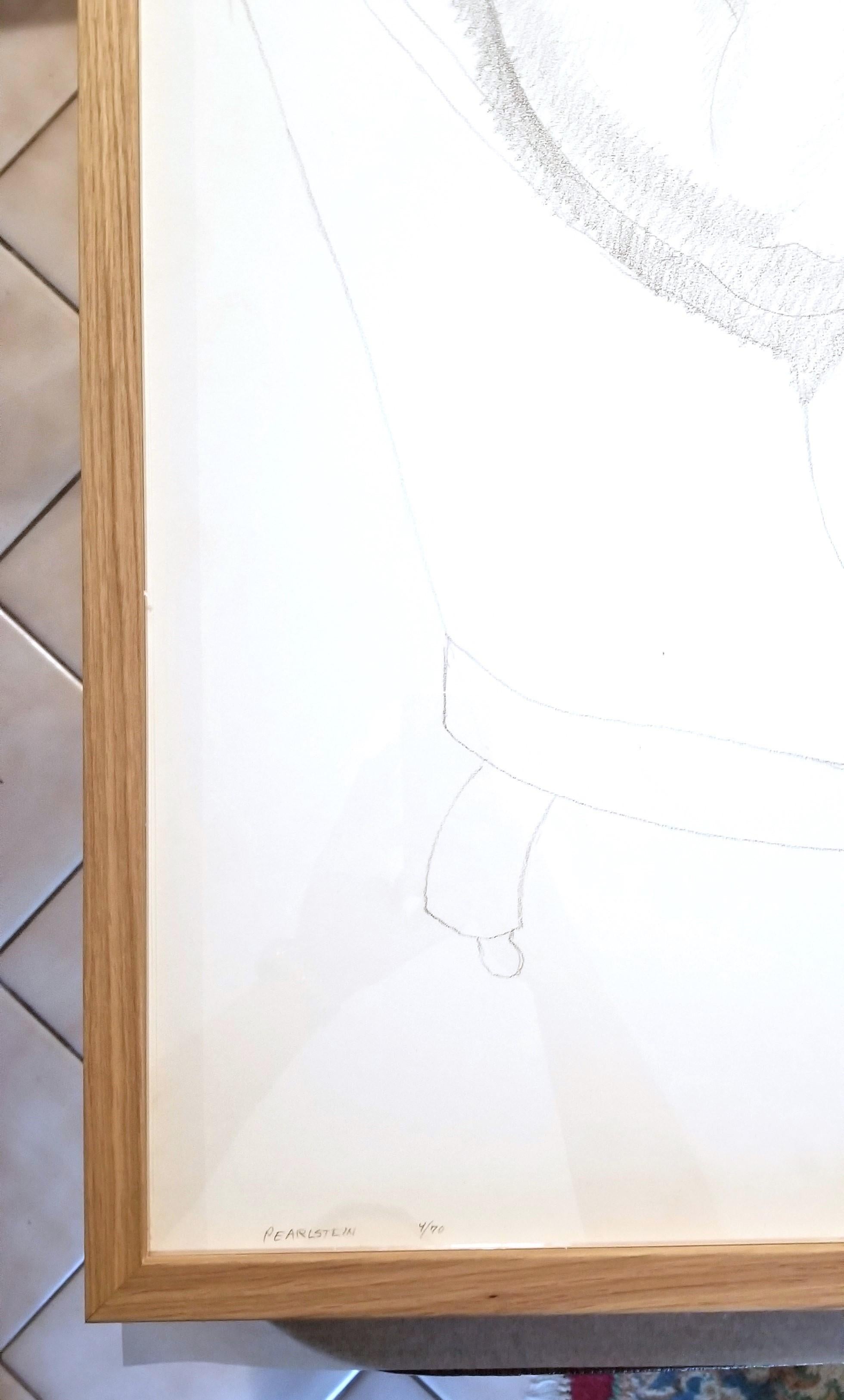 Philip Pearlstein - Male and Female Nudes on a Sofa /// Philip Pearlstein Pencil Drawing