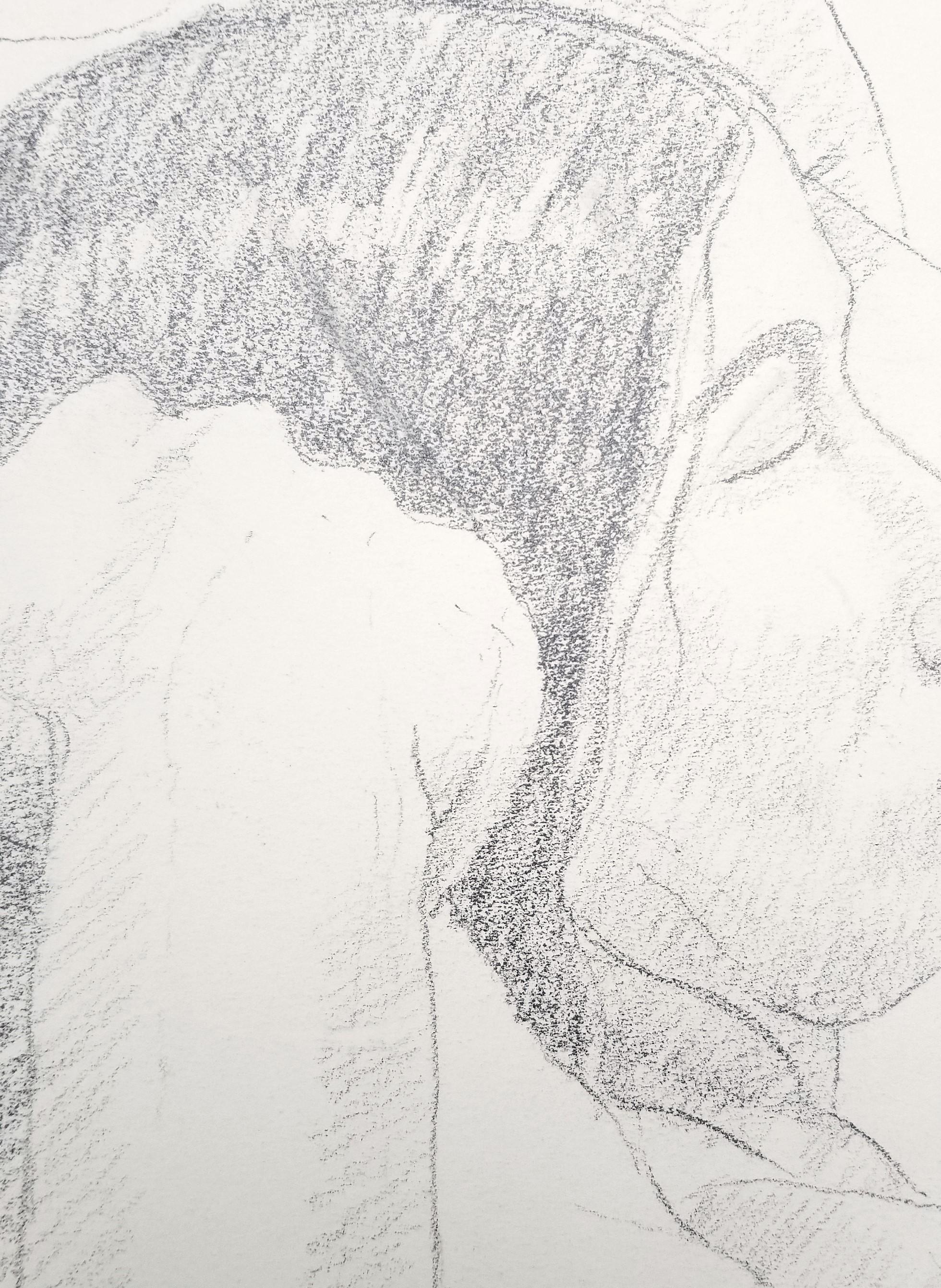 Male and Female Nudes on a Sofa /// Philip Pearlstein Pencil Drawing Figurative For Sale 8