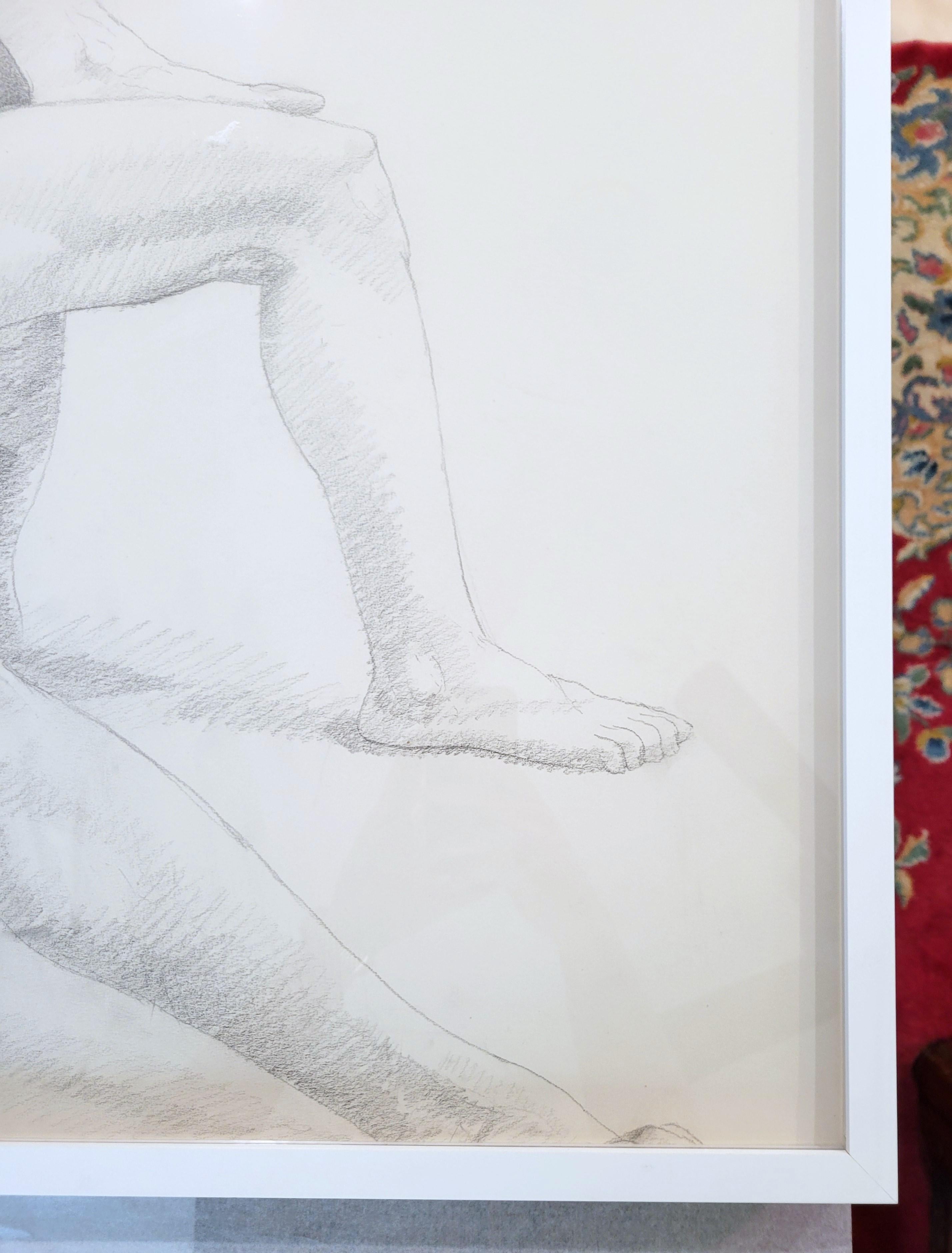 Male and Female Nudes on a Sofa /// Philip Pearlstein Pencil Drawing Figurative For Sale 5