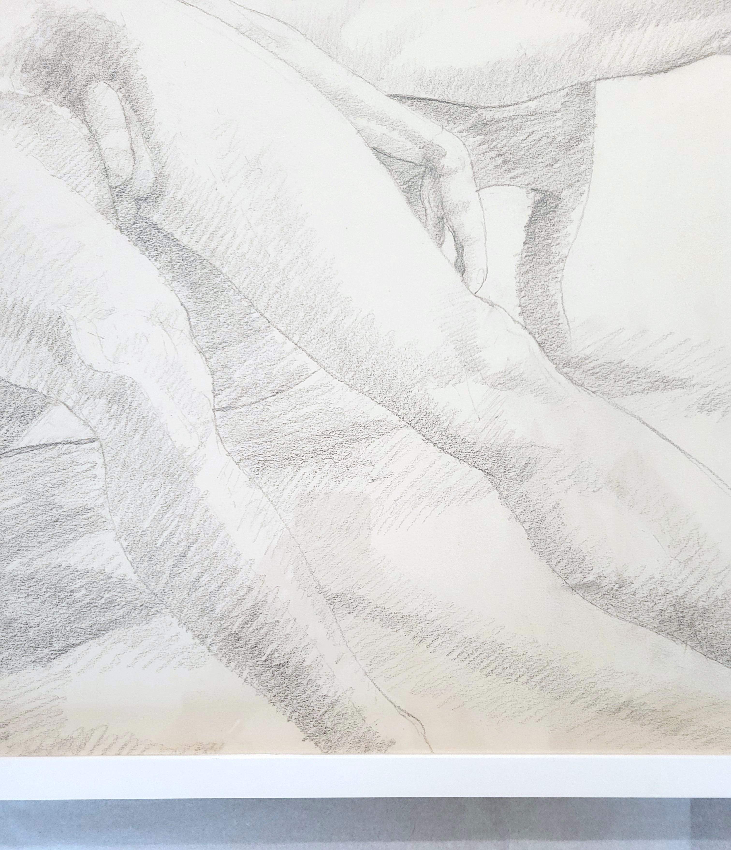 Male and Female Nudes on a Sofa /// Philip Pearlstein Pencil Drawing Figurative For Sale 7