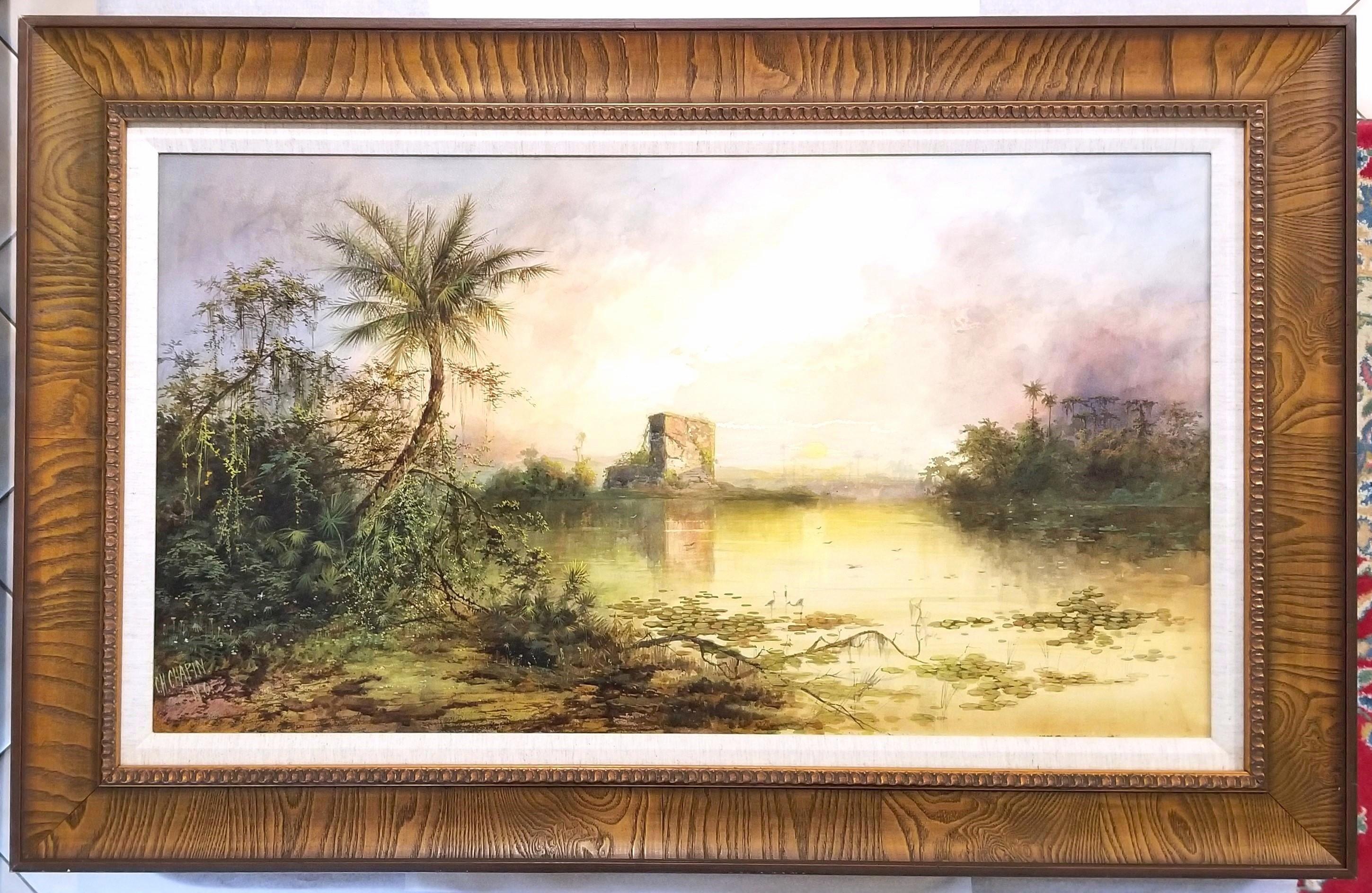 Sunset over Fort Matanzas, St. Augustine, FL /// Florida Landscape Hudson River - Hudson River School Art by Charles Henry Chapin