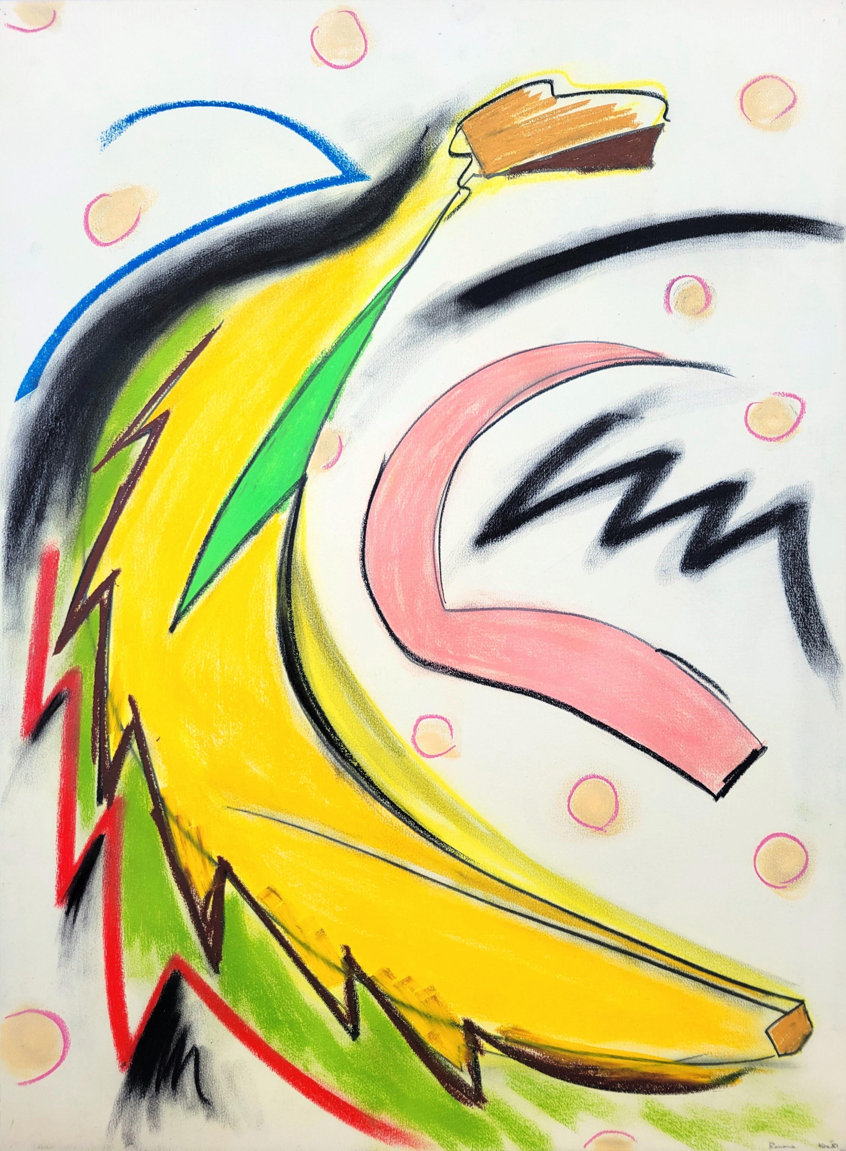 Banana /// Contemporary Abstract Pop Art Drawing Fruit Food The Rolling Stones