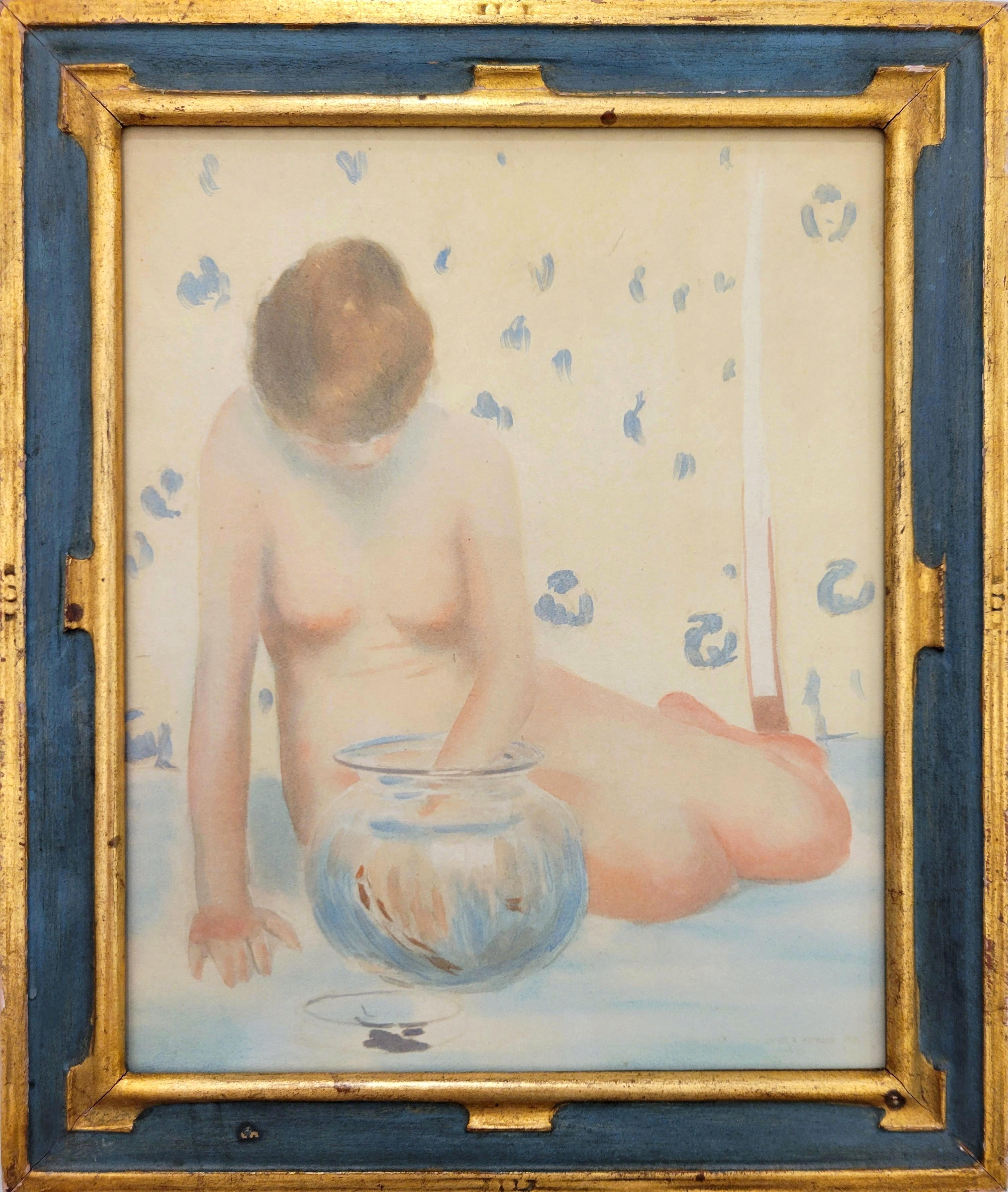 Poisson d'or /// James Roy Hopkins Intérieur nu Papier peint aquarelle Henri Matisse en vente 3