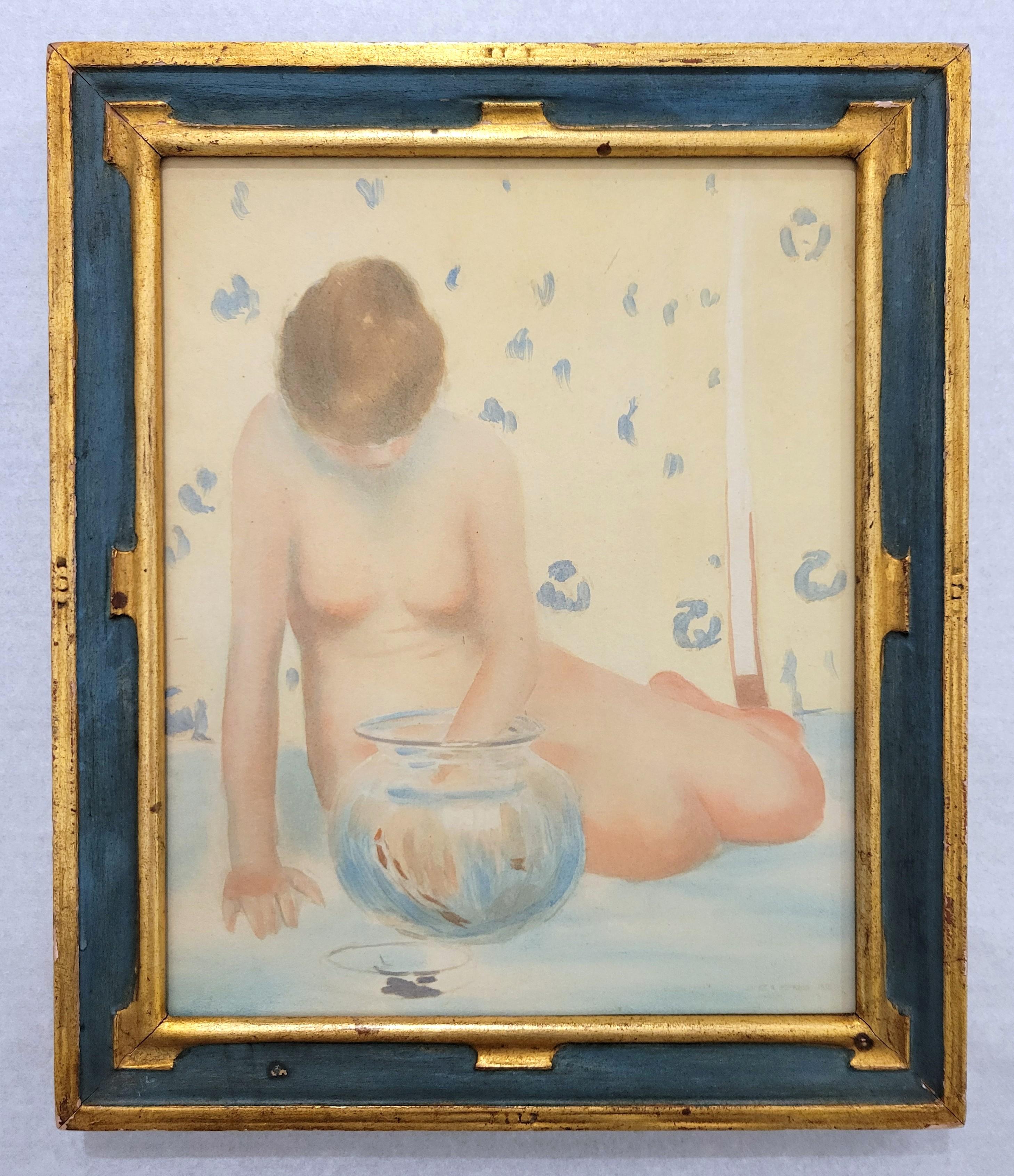 Poisson d'or /// James Roy Hopkins Intérieur nu Papier peint aquarelle Henri Matisse en vente 4