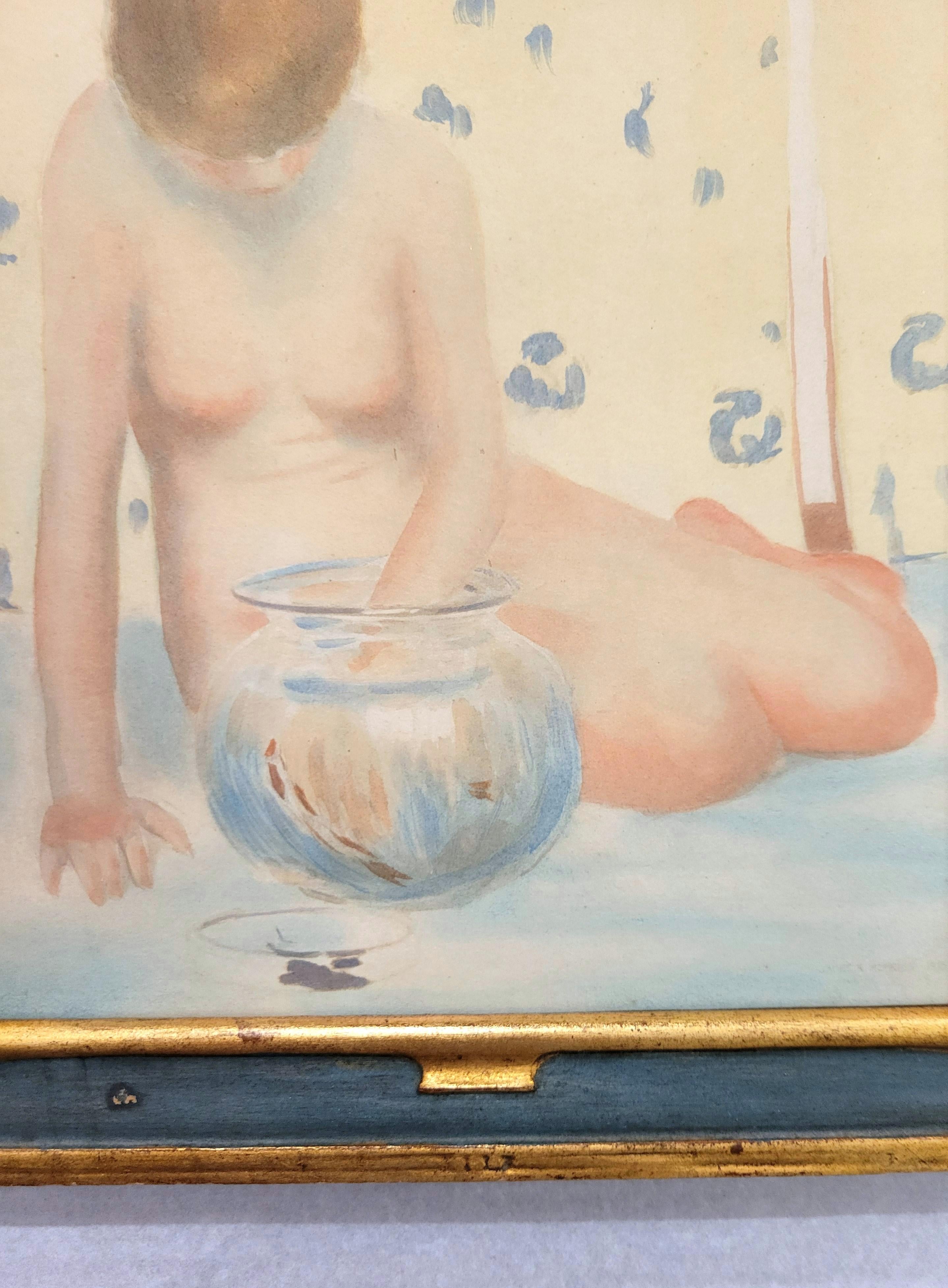 Poisson d'or /// James Roy Hopkins Intérieur nu Papier peint aquarelle Henri Matisse en vente 11