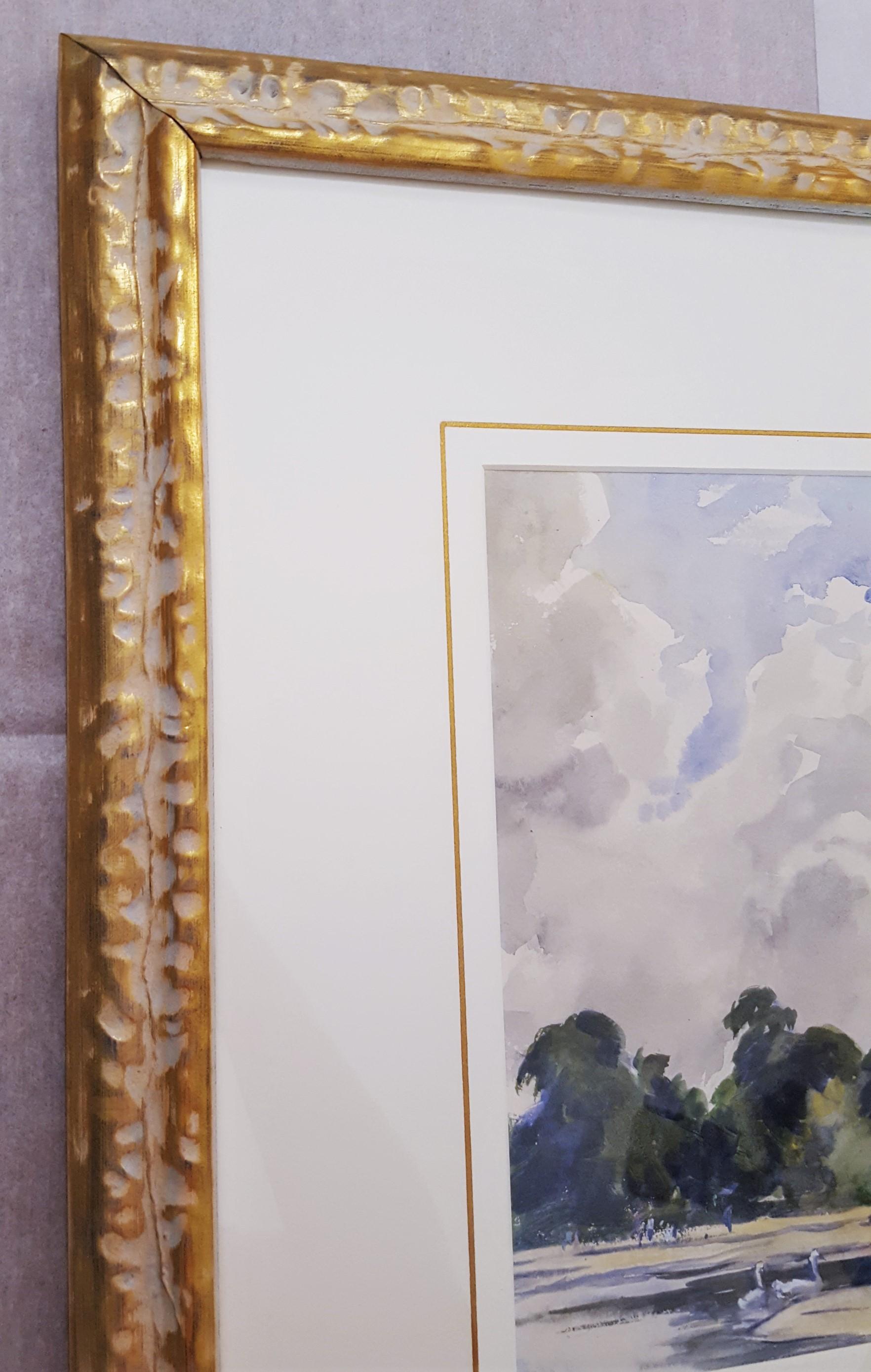 El Estanque Redondo, Jardines de Kensington, Londres /// Mujer Artista Acuarela Británica en venta 1