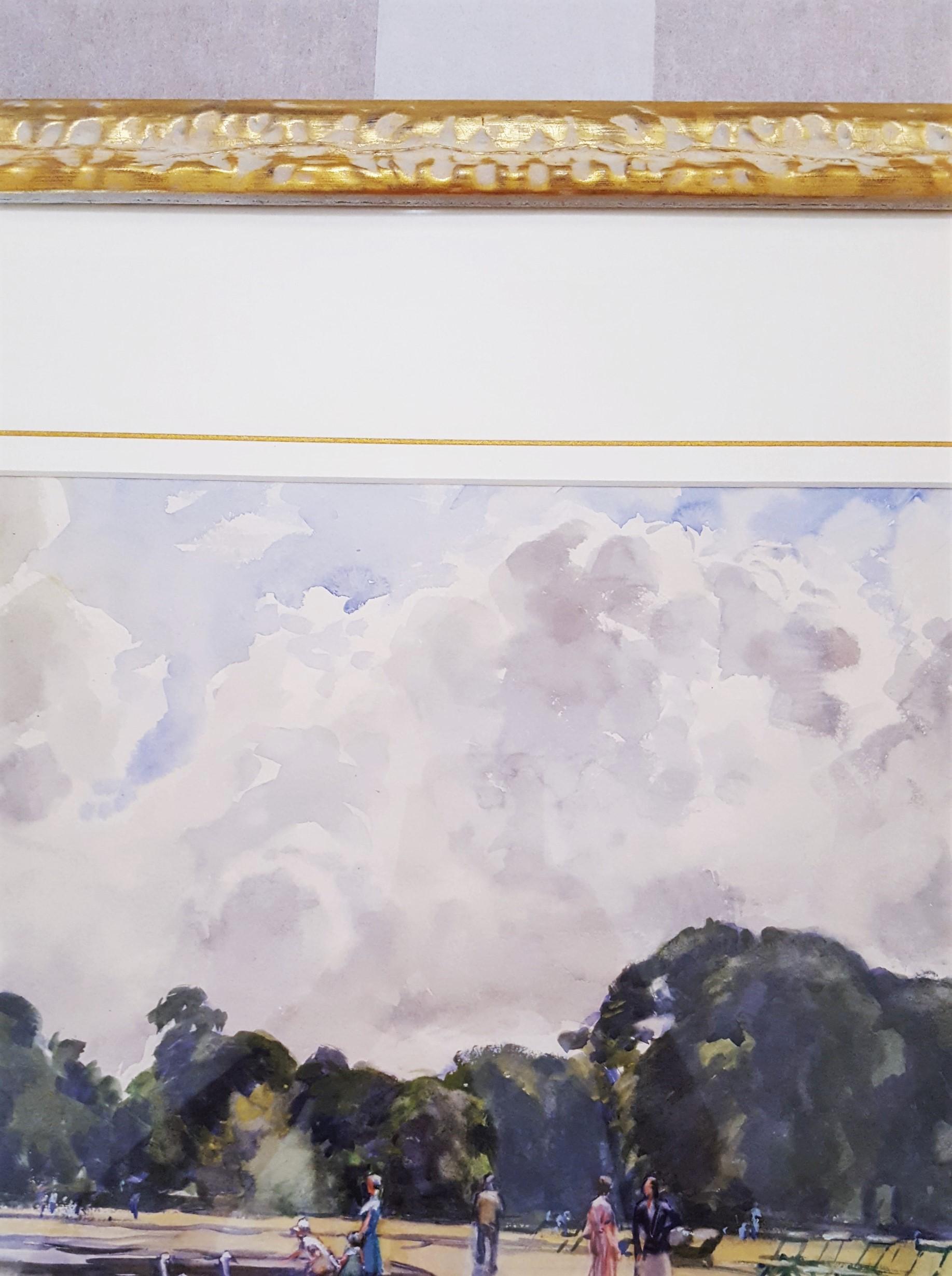 El Estanque Redondo, Jardines de Kensington, Londres /// Mujer Artista Acuarela Británica en venta 4