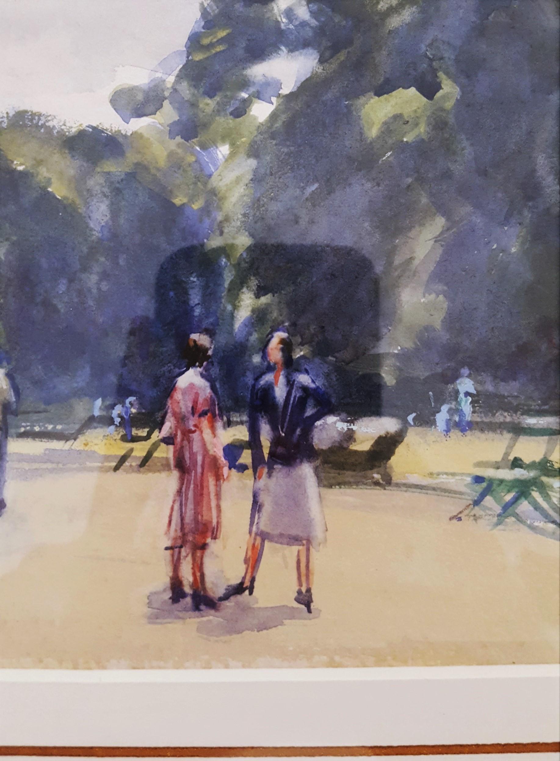 El Estanque Redondo, Jardines de Kensington, Londres /// Mujer Artista Acuarela Británica en venta 7