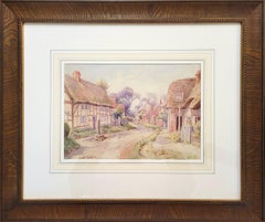 Cotswold Village, England /// Antique British Watercolor Female Woman Artist Art