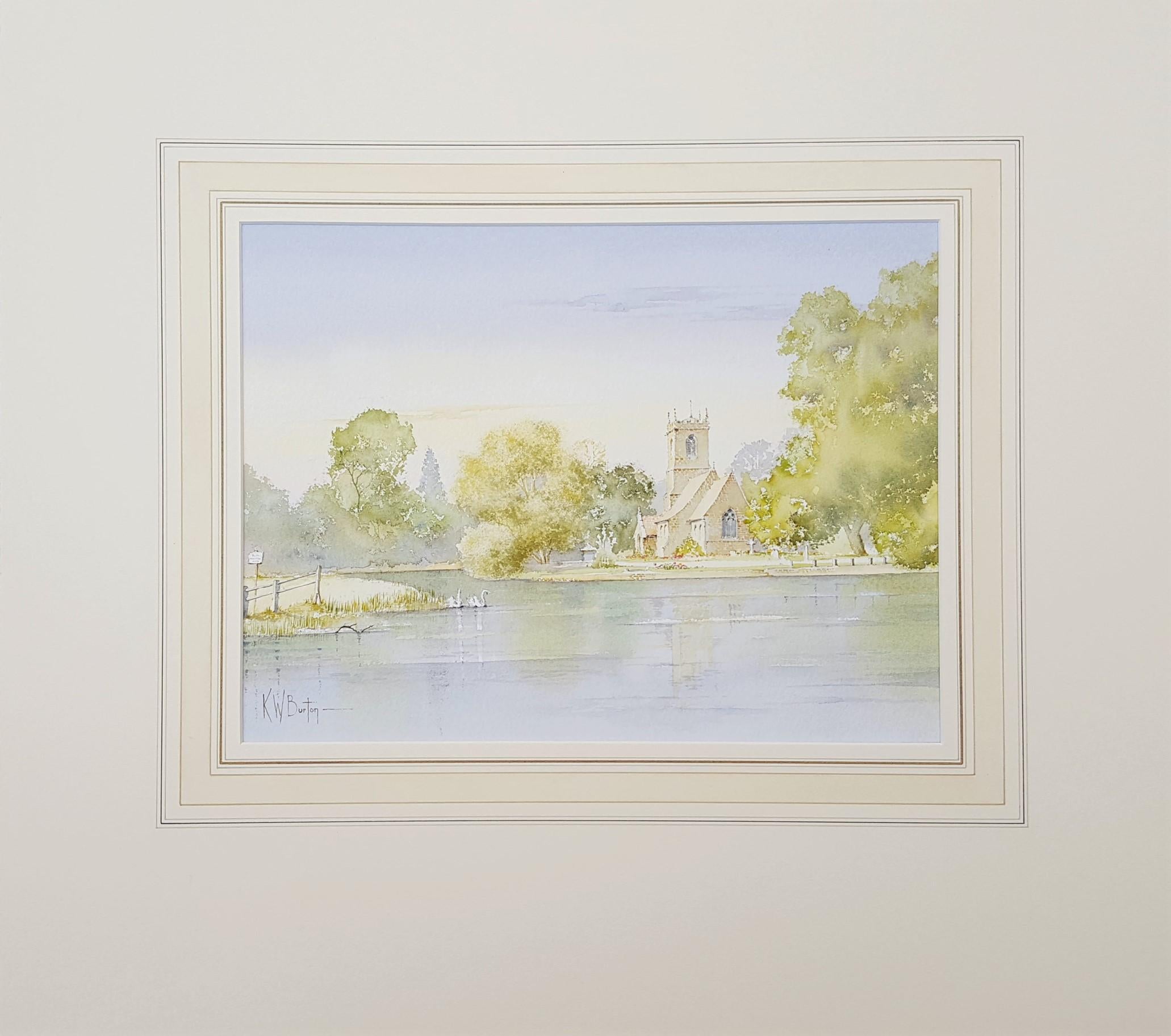 Vicino a Grassington, West Yorkshire, Regno Unito /// Chiesa inglese contemporanea ad acquerello - Art di Ken Burton