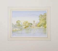 In der Nähe von Grassington, West Yorkshire, UK /// Zeitgenössische britische Aquarellkirche