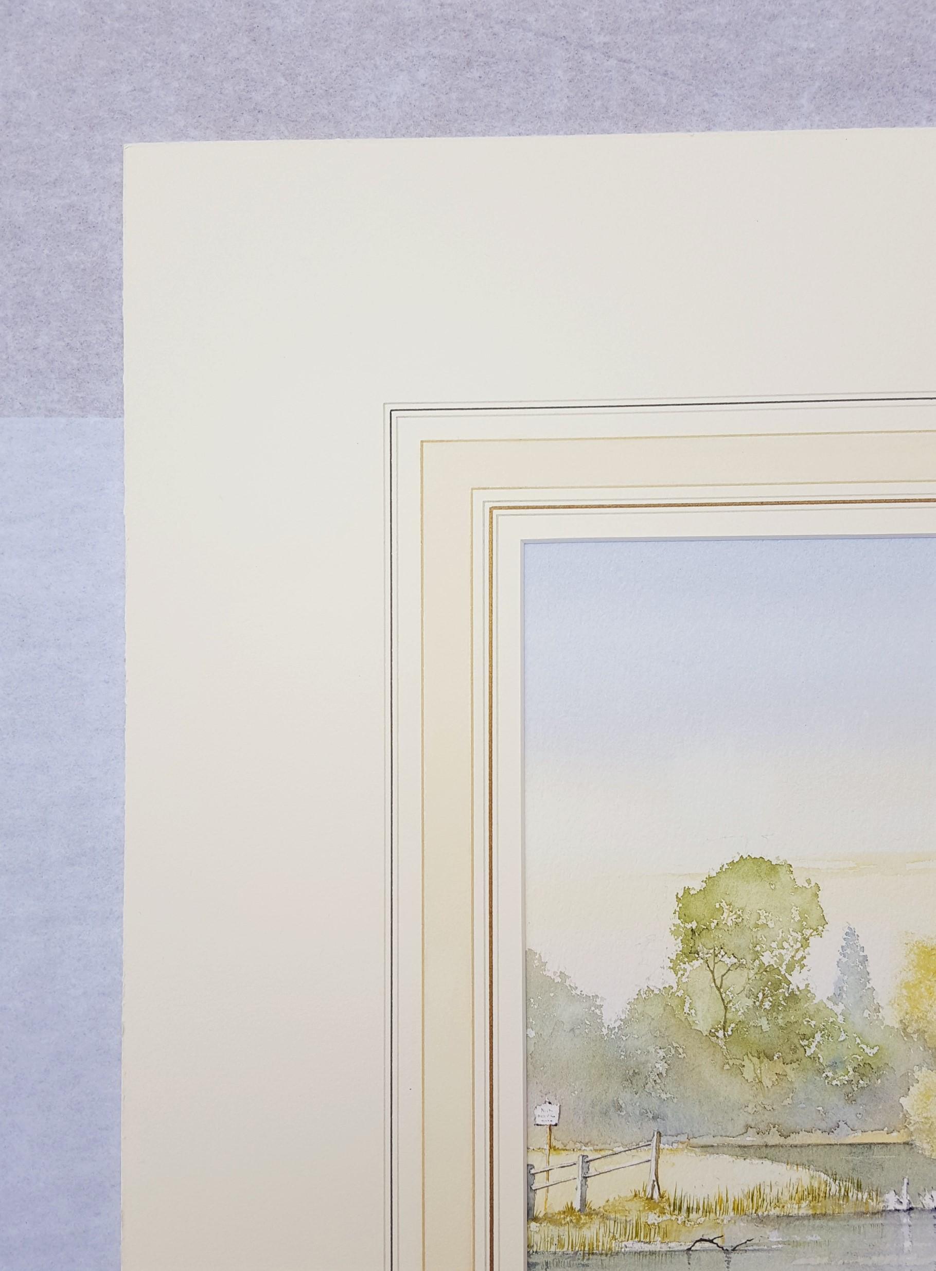 Vicino a Grassington, West Yorkshire, Regno Unito /// Chiesa inglese contemporanea ad acquerello - Landscape Art Grigio di Ken Burton