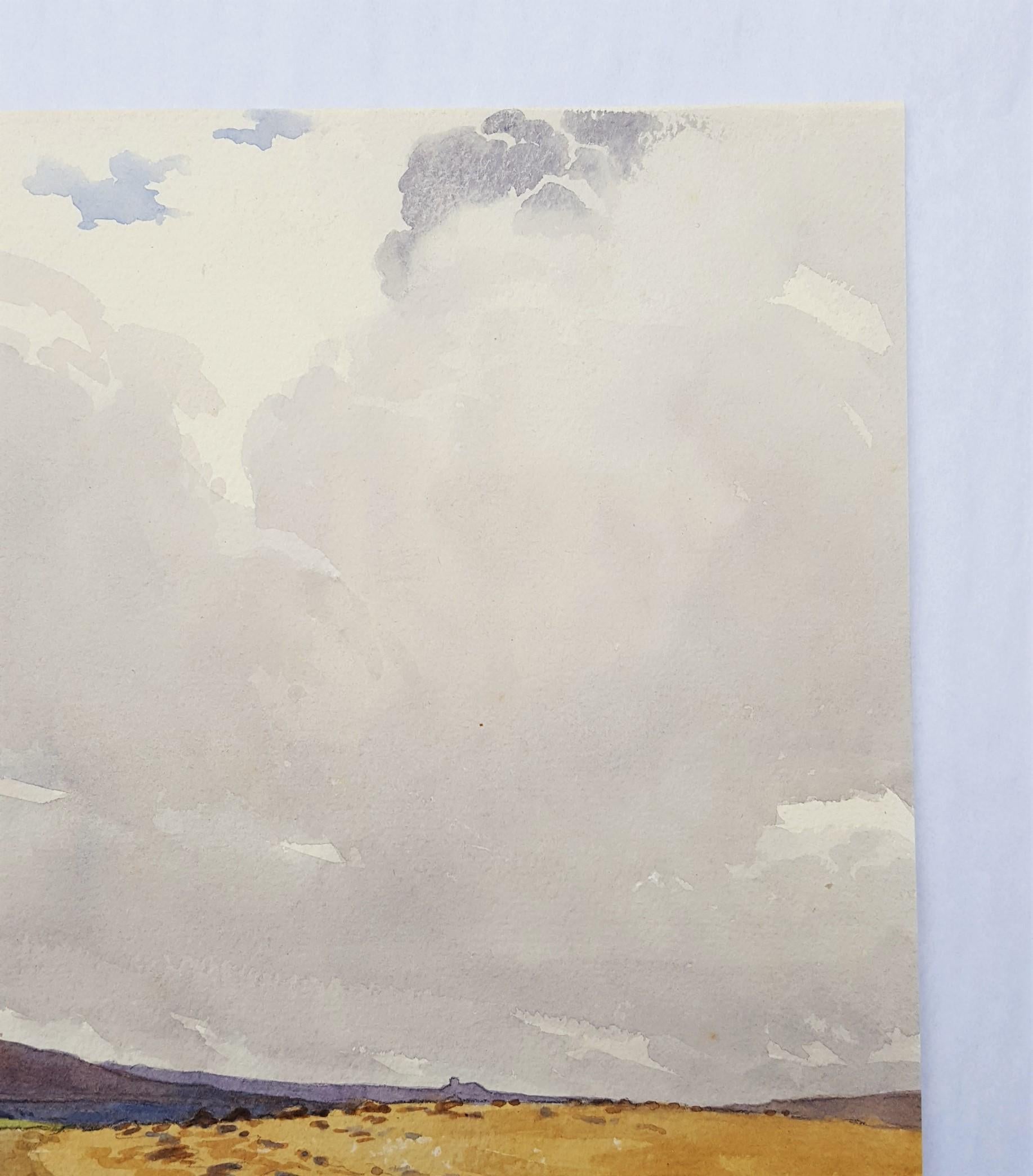 Moors, Yorkshire, Reino Unido /// Paisaje Antiguo Británico Acuarela Inglaterra País - Landscape Art Gris de Harry George Theaker