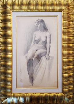 Zittend Naakt (Seated Nude) /// Figurative Girl Lady Pencil Drawing Woman Art