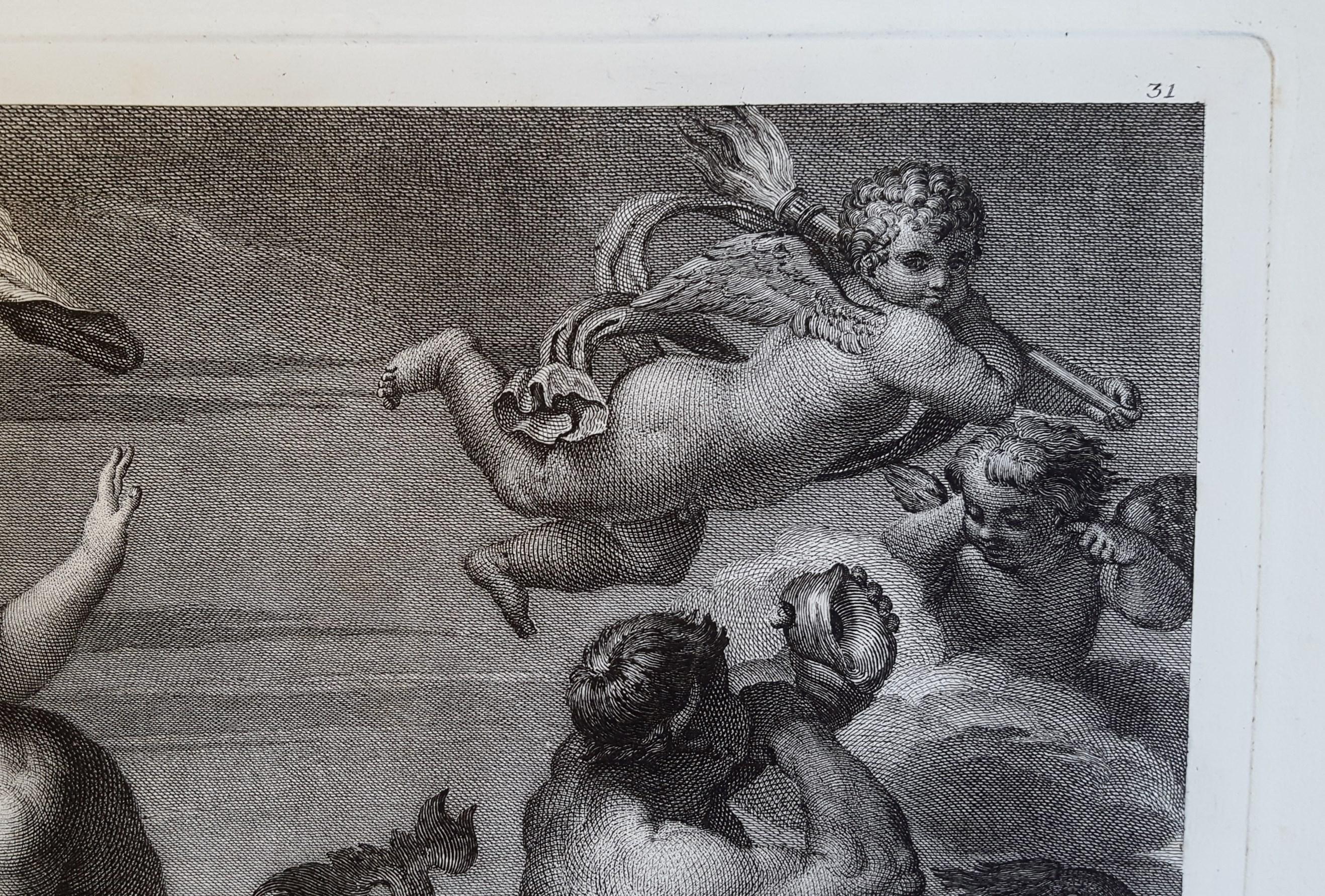 (Triumph of) Galatea - Gray Figurative Print by Domenico Cunego