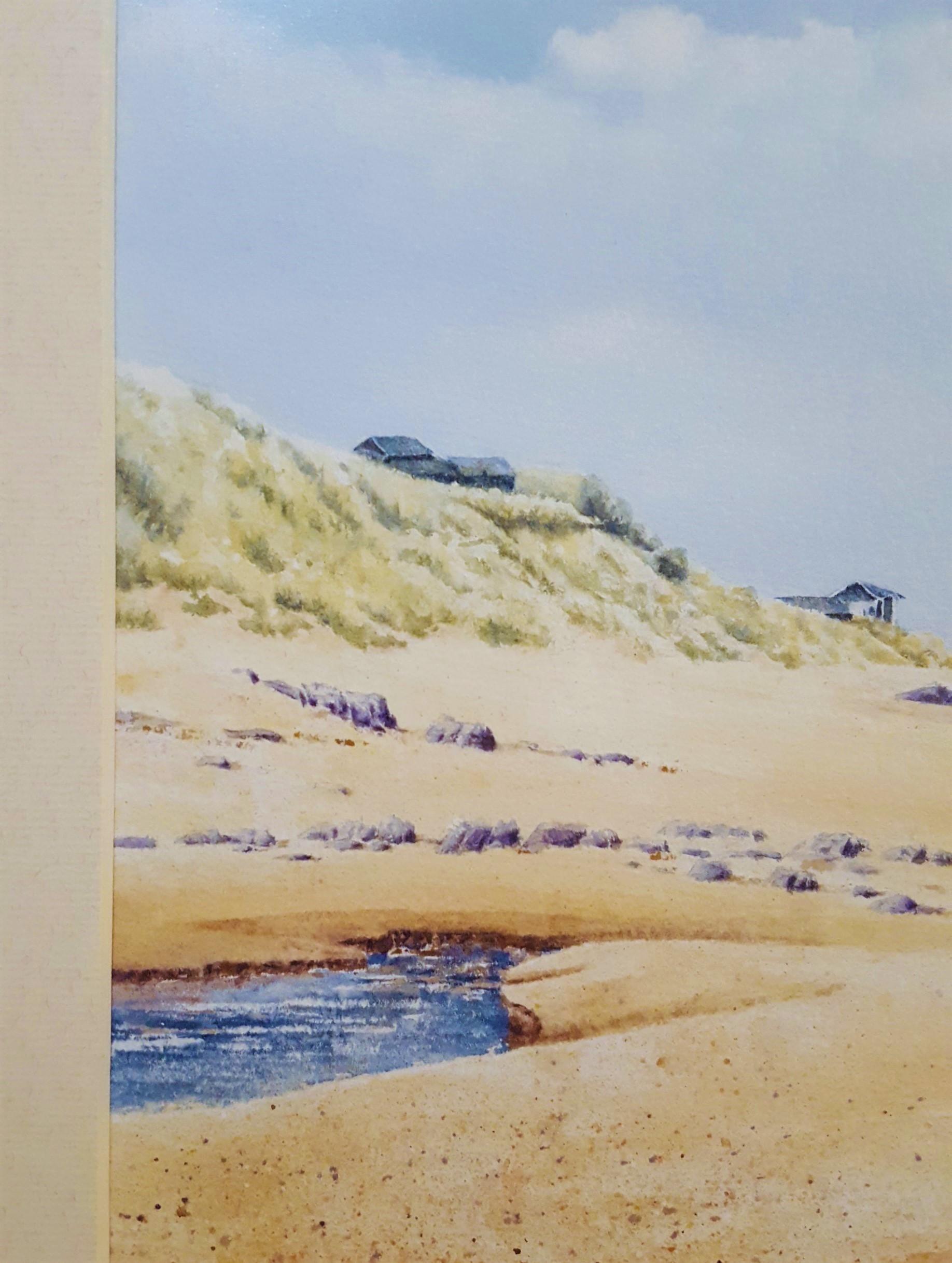 Beach House /// Contemporary Female Artist Landscape Watercolor Ocean Shore Art For Sale 7