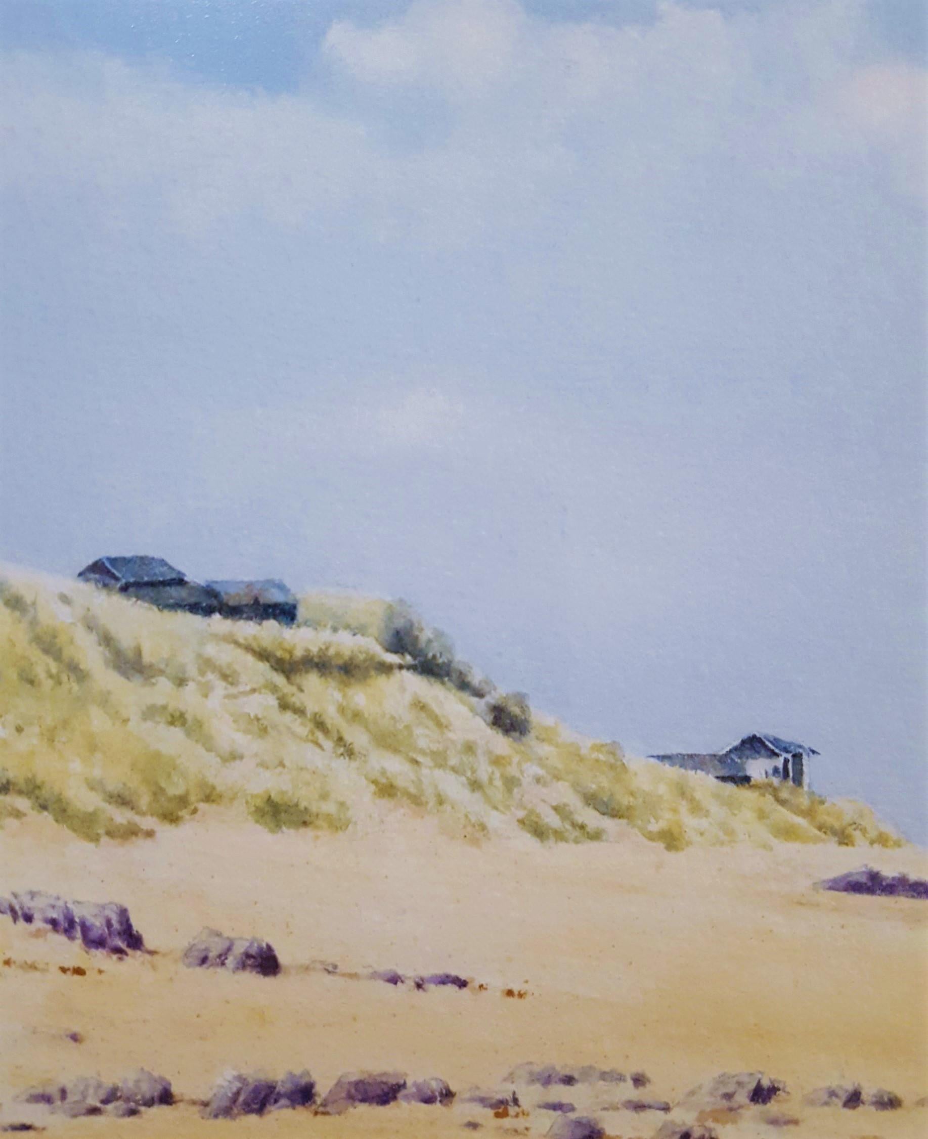 Beach House /// Contemporary Female Artist Landscape Watercolor Ocean Shore Art For Sale 8