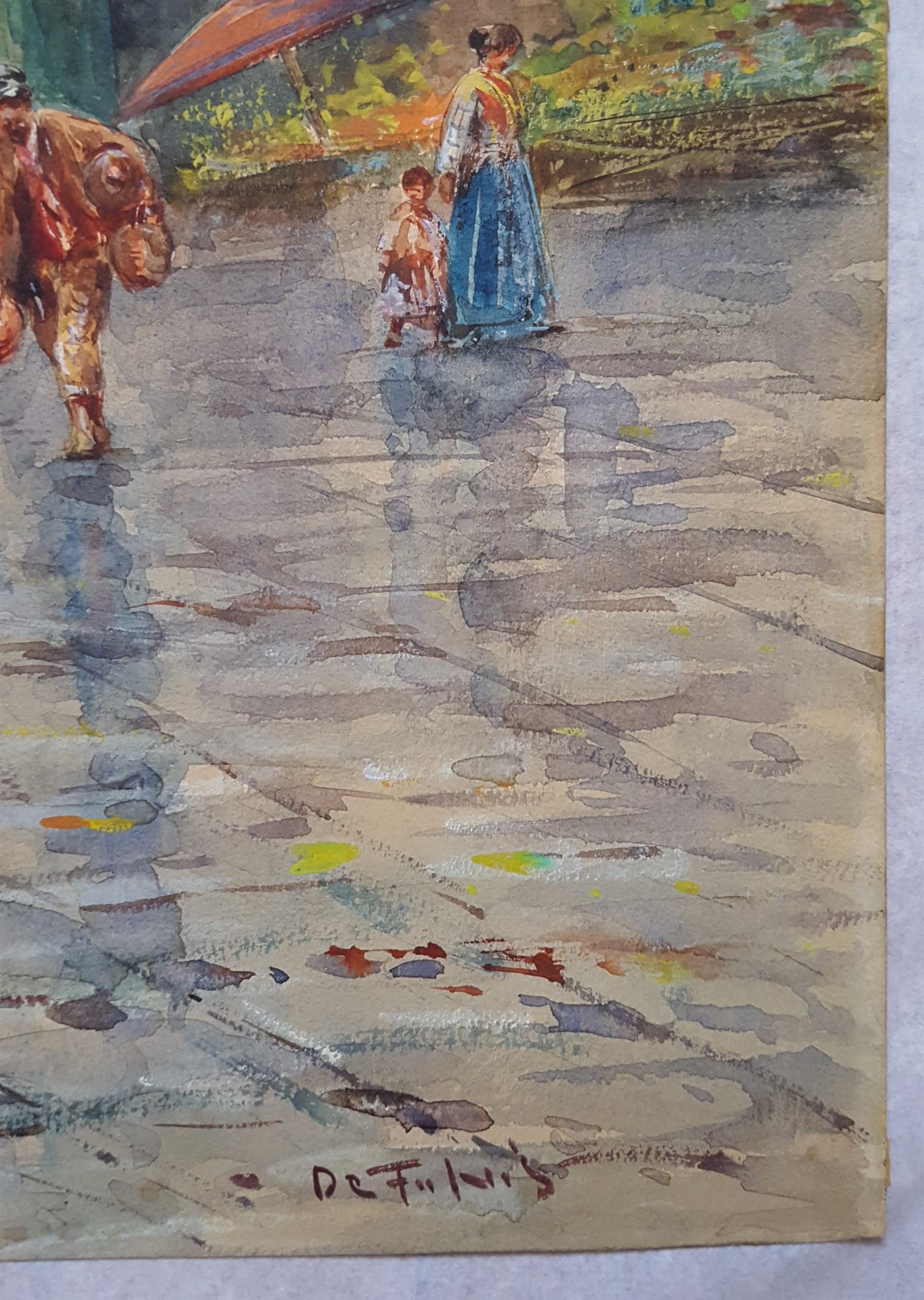 Al Mercato, Naples - Impressionist Art by Fulvio Tessitore