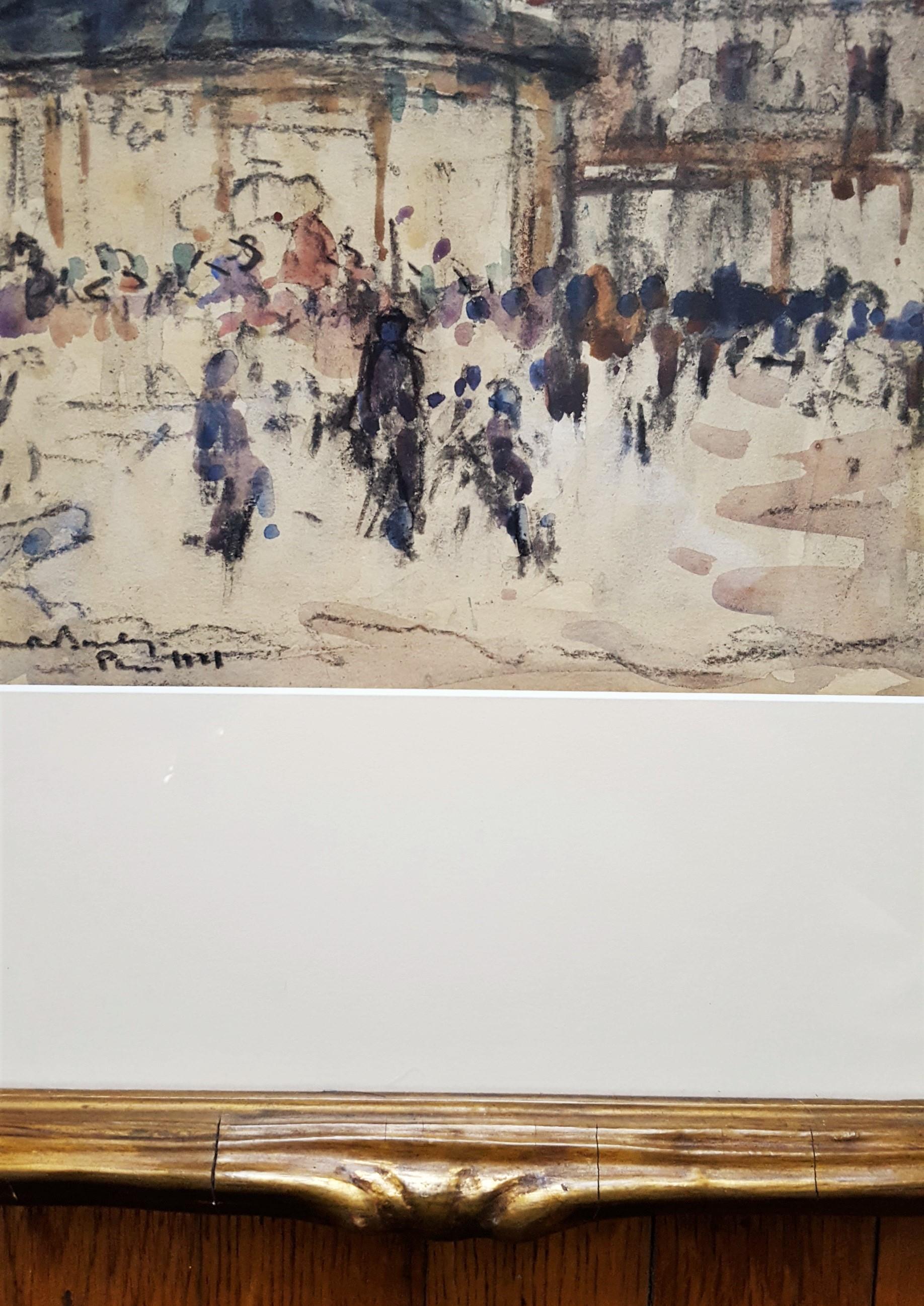 Scène de rue à Paris /// Modern British Watercolor France City Scene Impressionism en vente 3