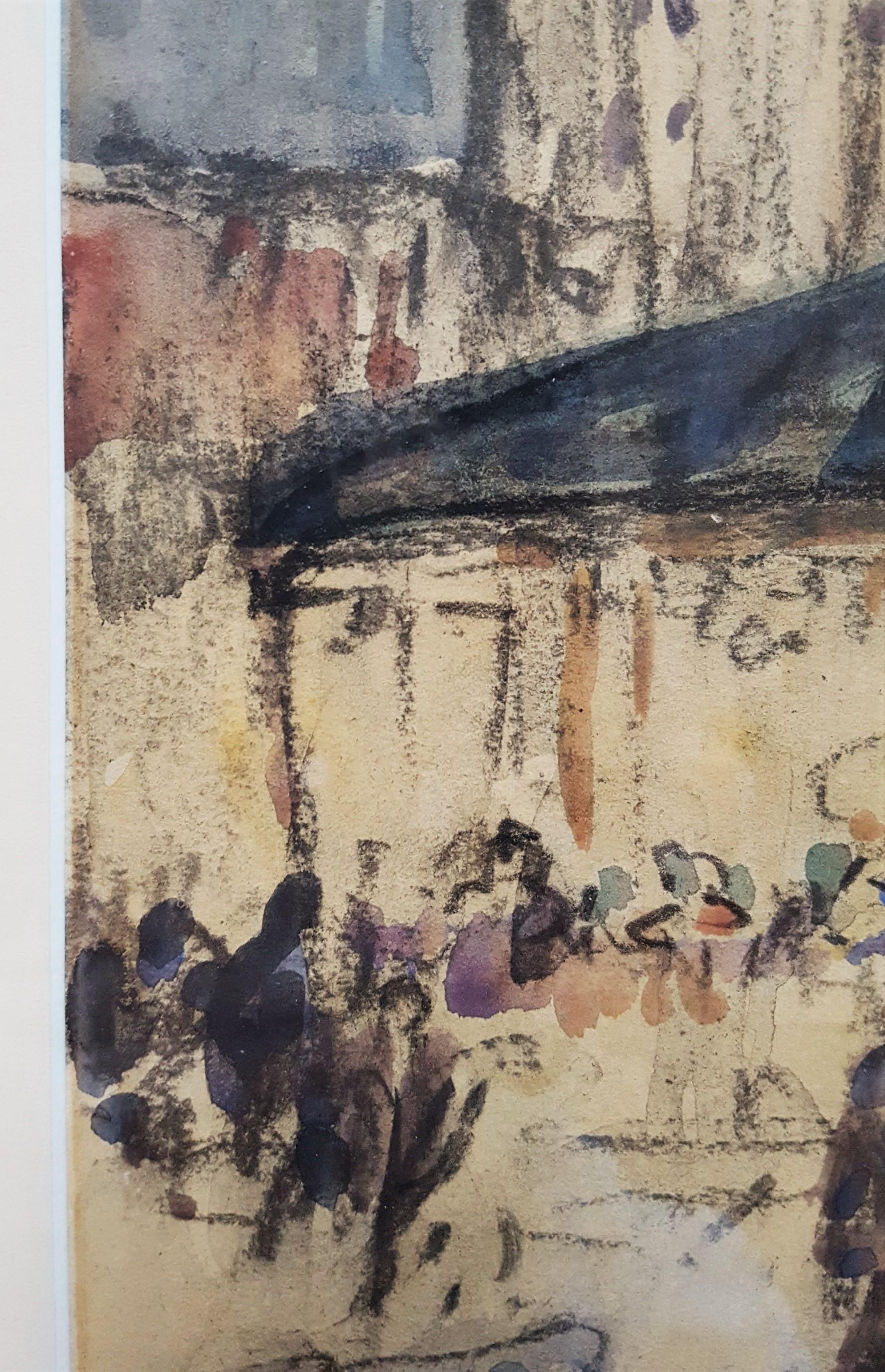 Scène de rue à Paris /// Modern British Watercolor France City Scene Impressionism en vente 9