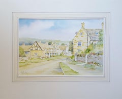 Broadway, Worcestershire /// Zeitgenössisches britisches Aquarell Stadtszene Dorf