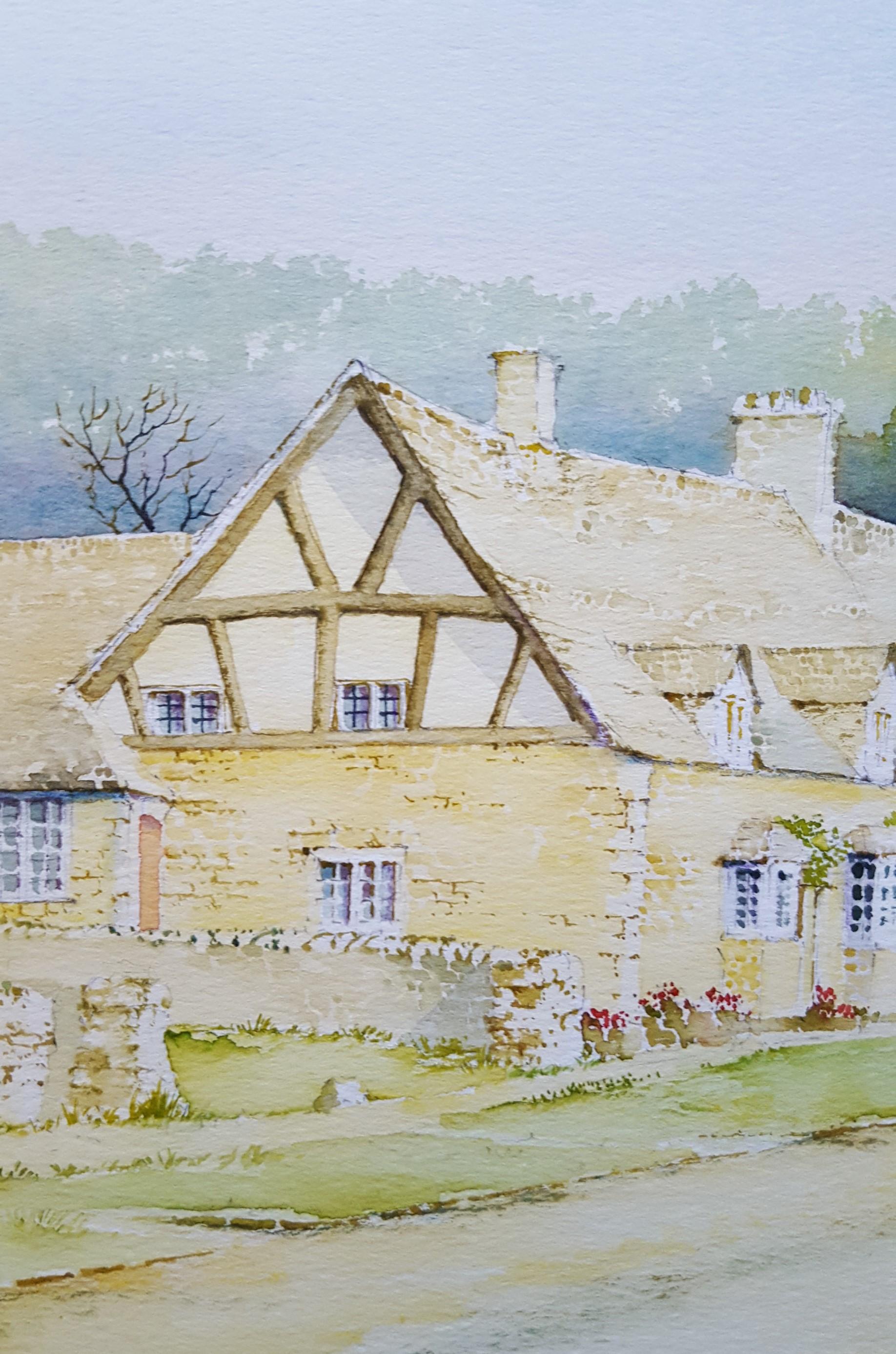 Broadway, Worcestershire /// Contemporary British Watercolor City Scene Village For Sale 5