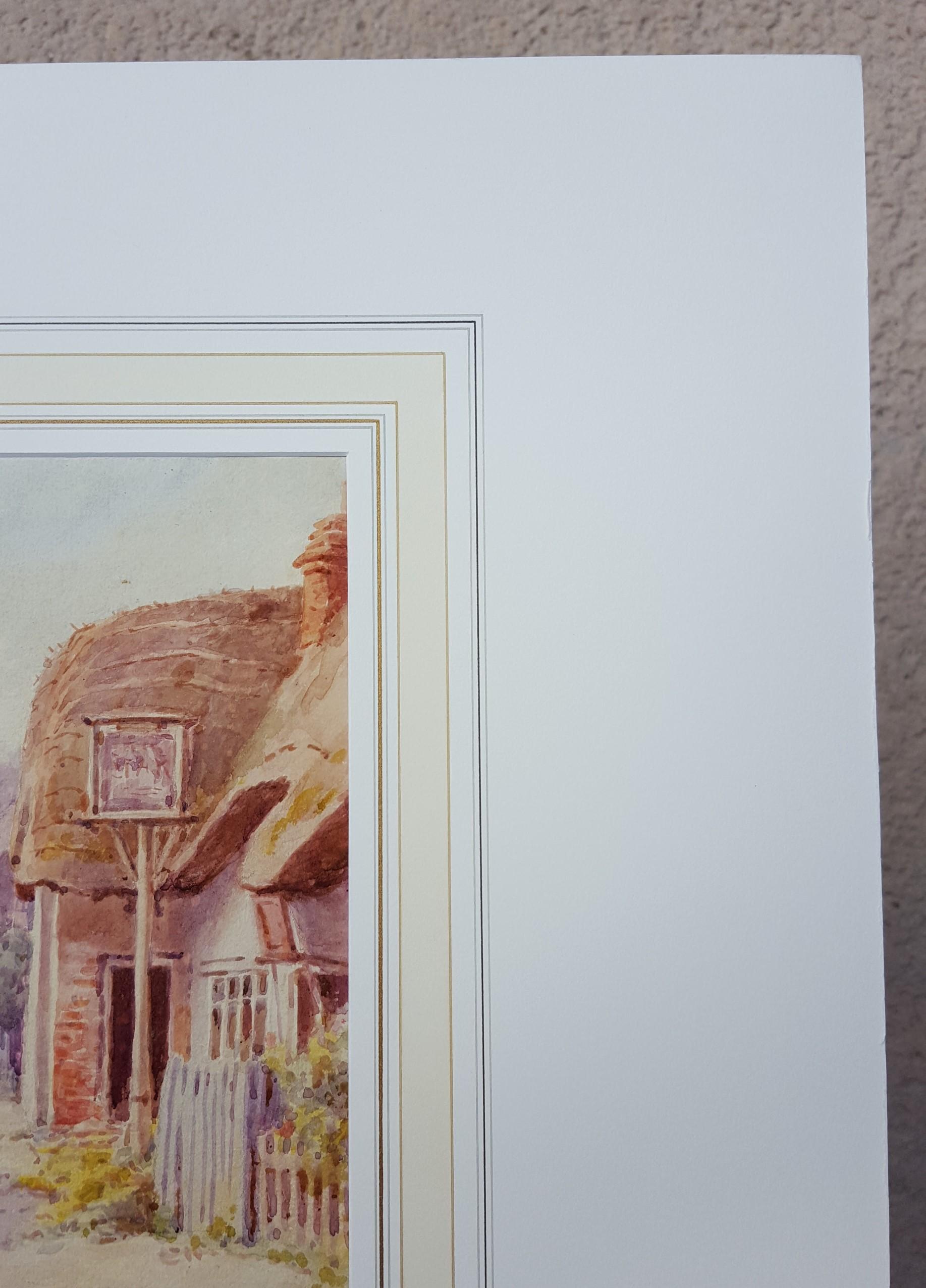 Cotswold Village, England /// Antique British Watercolor City Scene Cottage Art For Sale 1