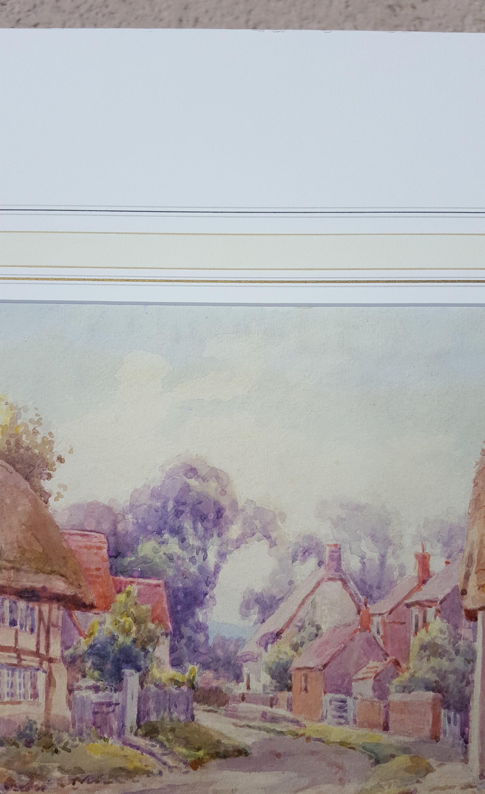 Cotswold Village, England /// Antique British Watercolor City Scene Cottage Art For Sale 3
