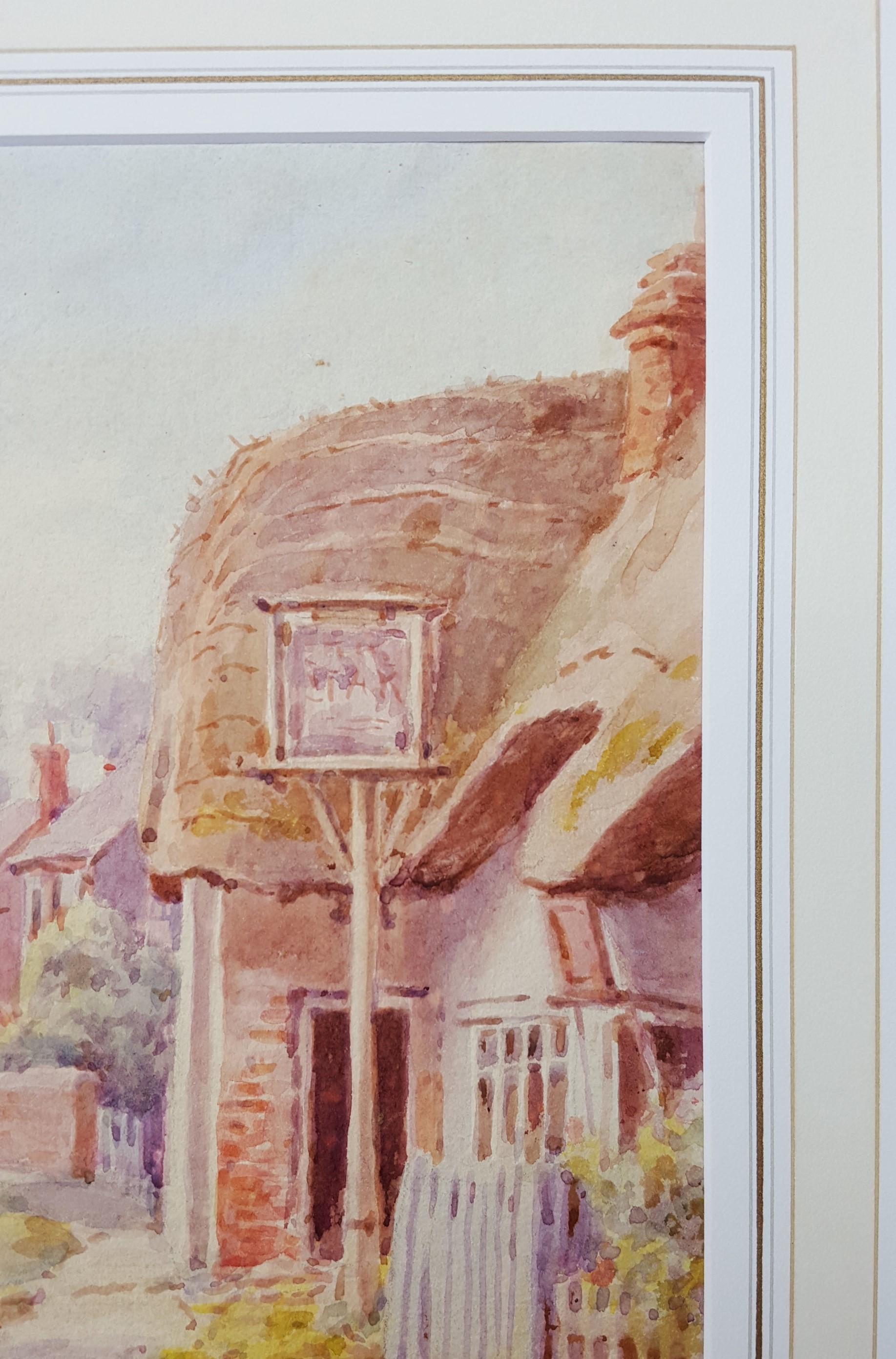 Cotswold Village, England /// Antique British Watercolor City Scene Cottage Art For Sale 8