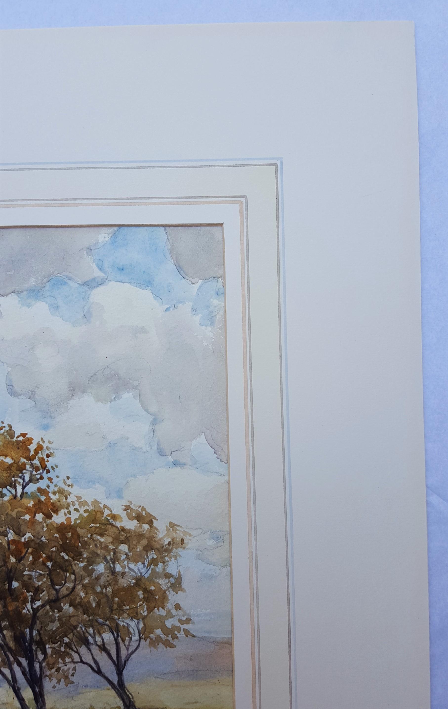 Un giorno di vento ... Blackstone Edge /// Paesaggio inglese antico ad acquarello - Landscape Art Grigio di Tom Whitehead