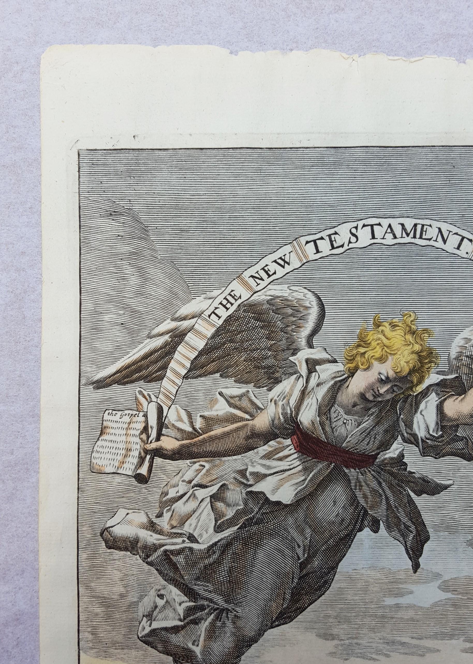 Le Nouveau Testament /// gravure religieuse biblique de maîtres anciens - Gris Figurative Print par Michael Burghers